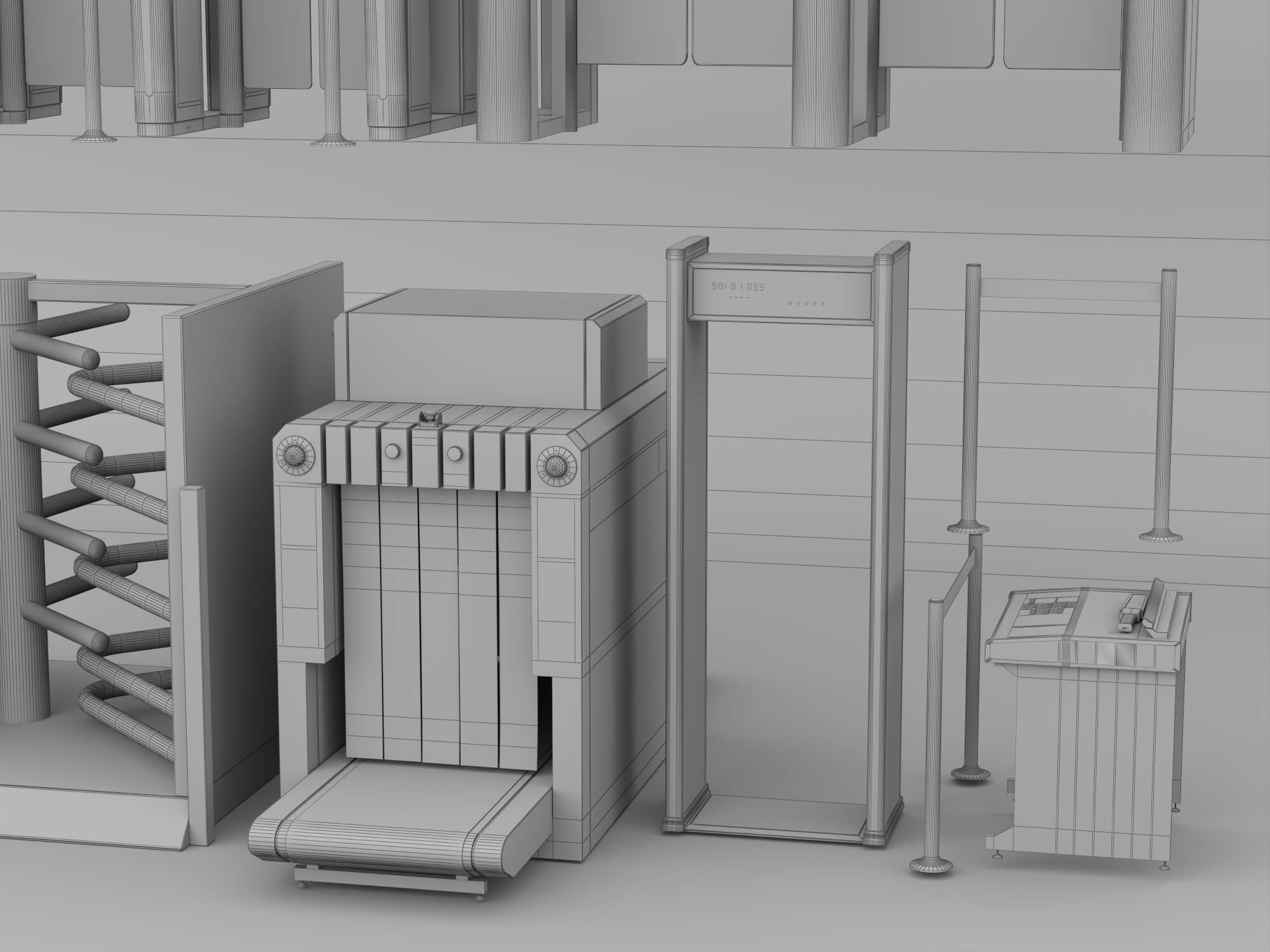 Security Turnstile and Access Control Equipment Pack 3D Model