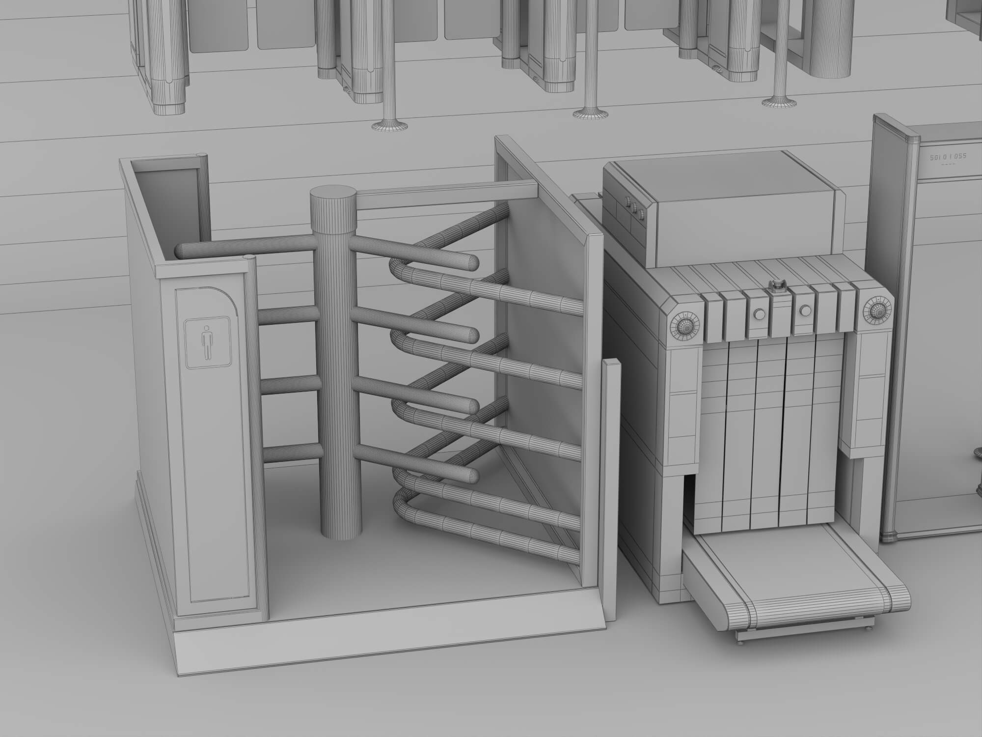 Security Turnstile and Access Control Equipment Pack 3D Model