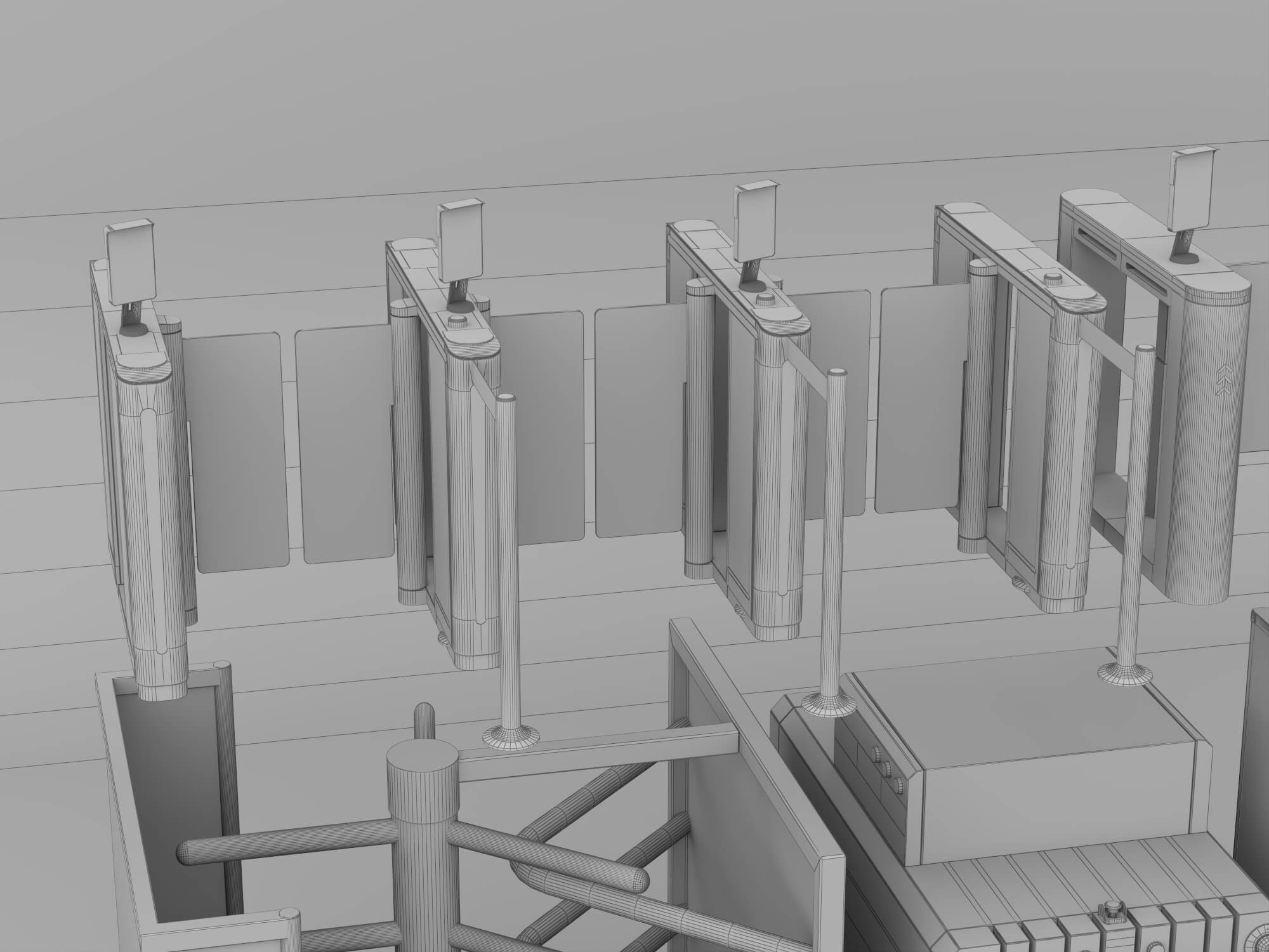 Security Turnstile and Access Control Equipment Pack 3D Model