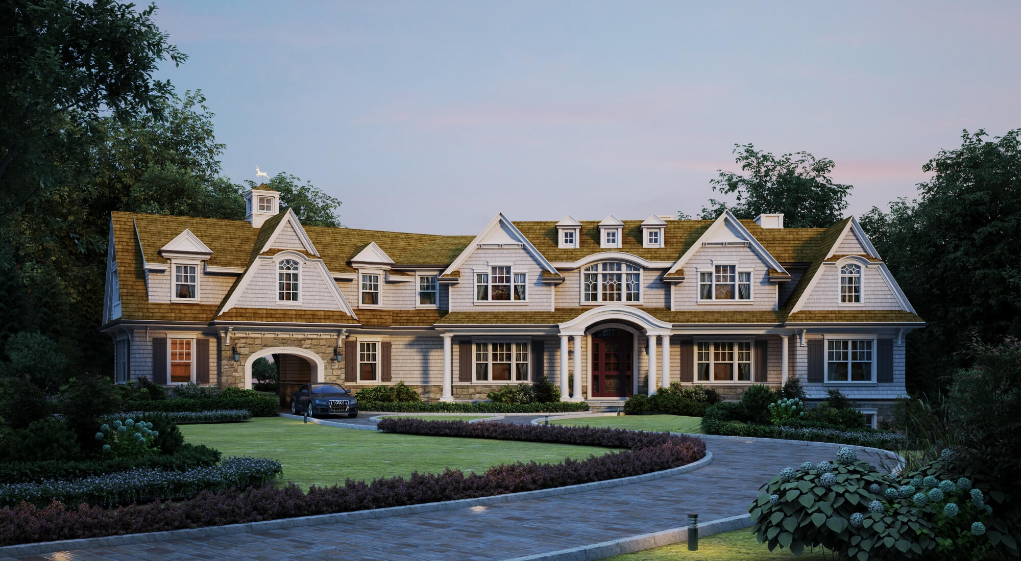 Shingle Style Luxury Residential Villa Exterior 3D Model