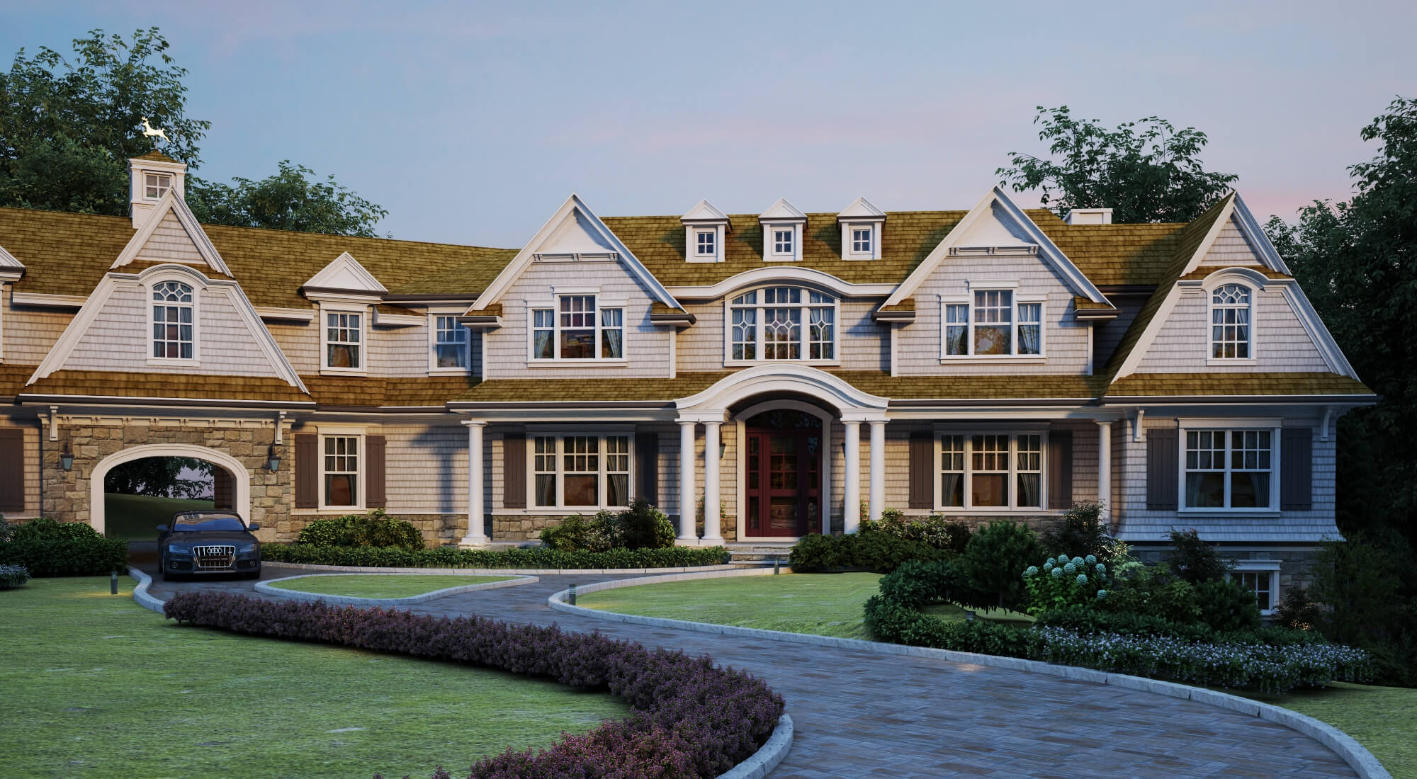 Shingle Style Luxury Residential Villa Exterior 3D Model