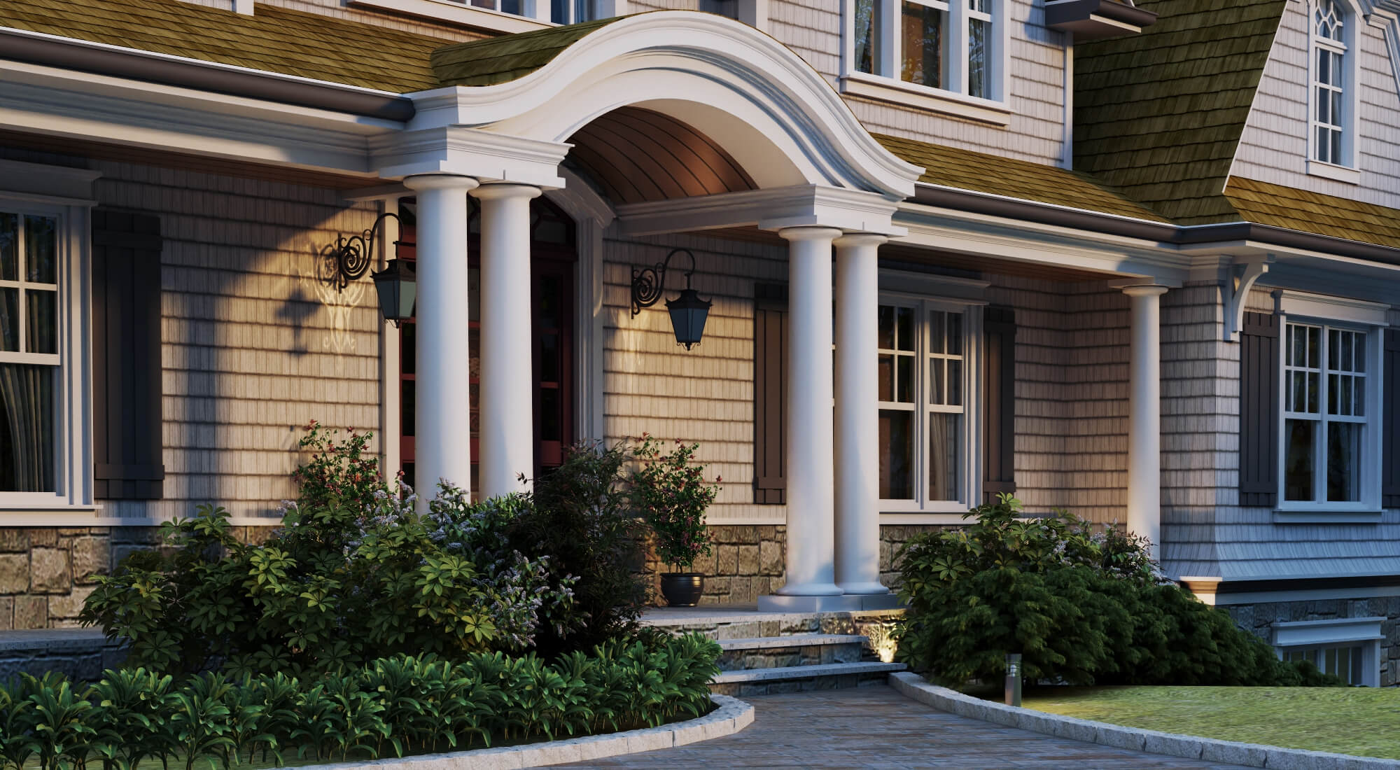 Shingle Style Luxury Residential Villa Exterior 3D Model
