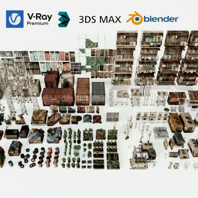 Slum District Building and Props Asset Pack