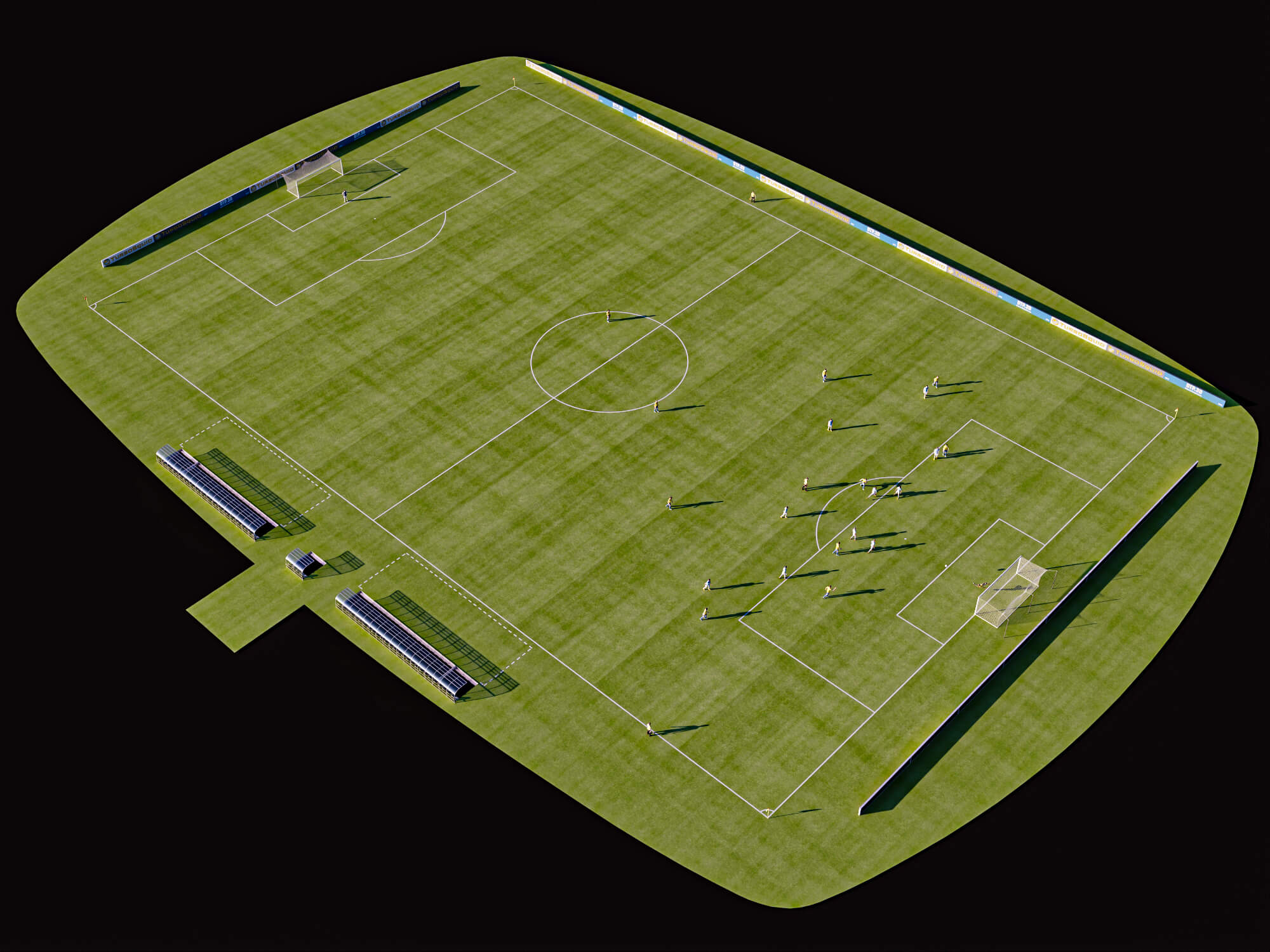 Soccer Field with Players Lowpoly 3D Model 3D Model