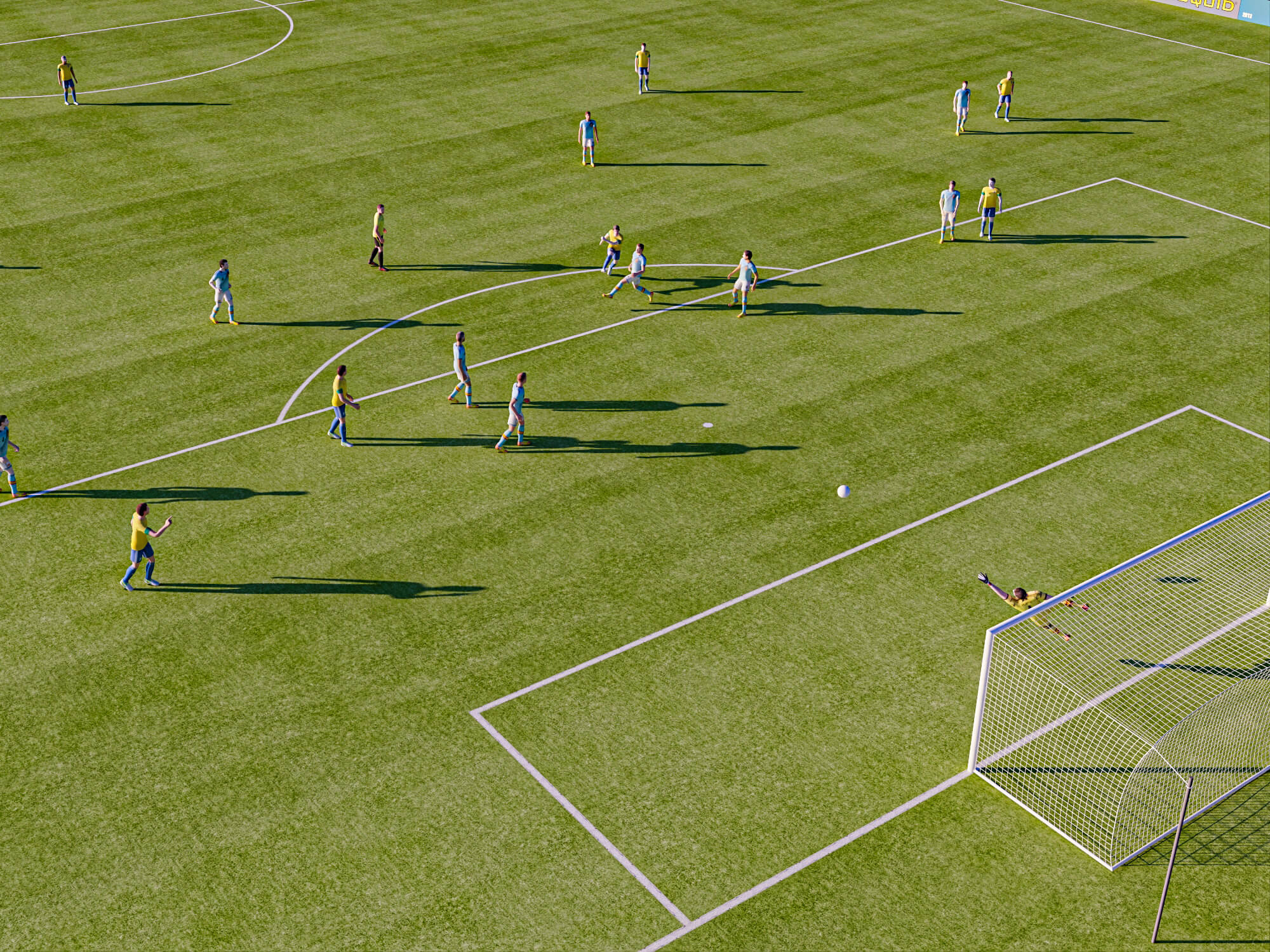 Soccer Field with Players Lowpoly 3D Model 3D Model