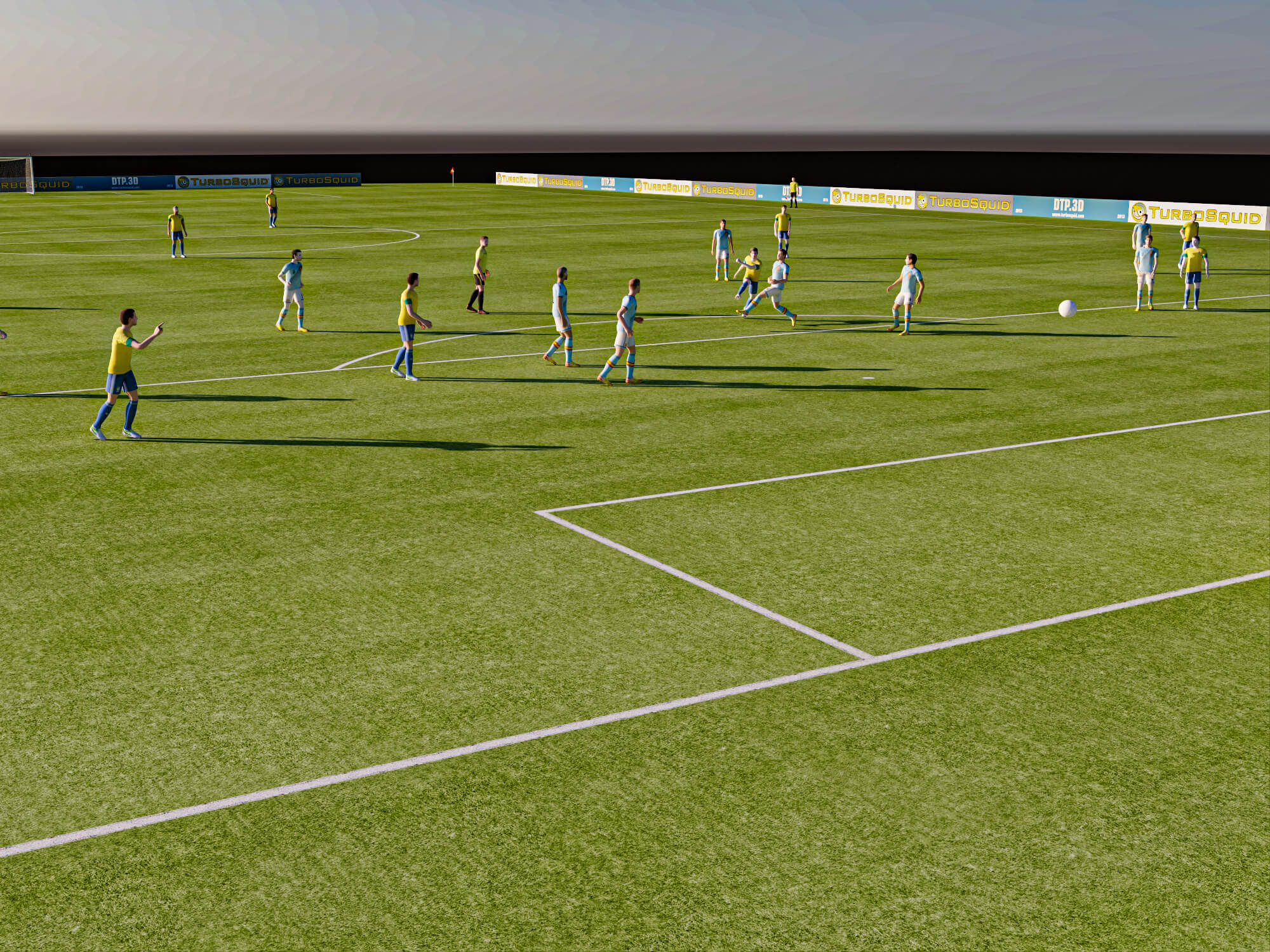 Soccer Field with Players Lowpoly 3D Model 3D Model