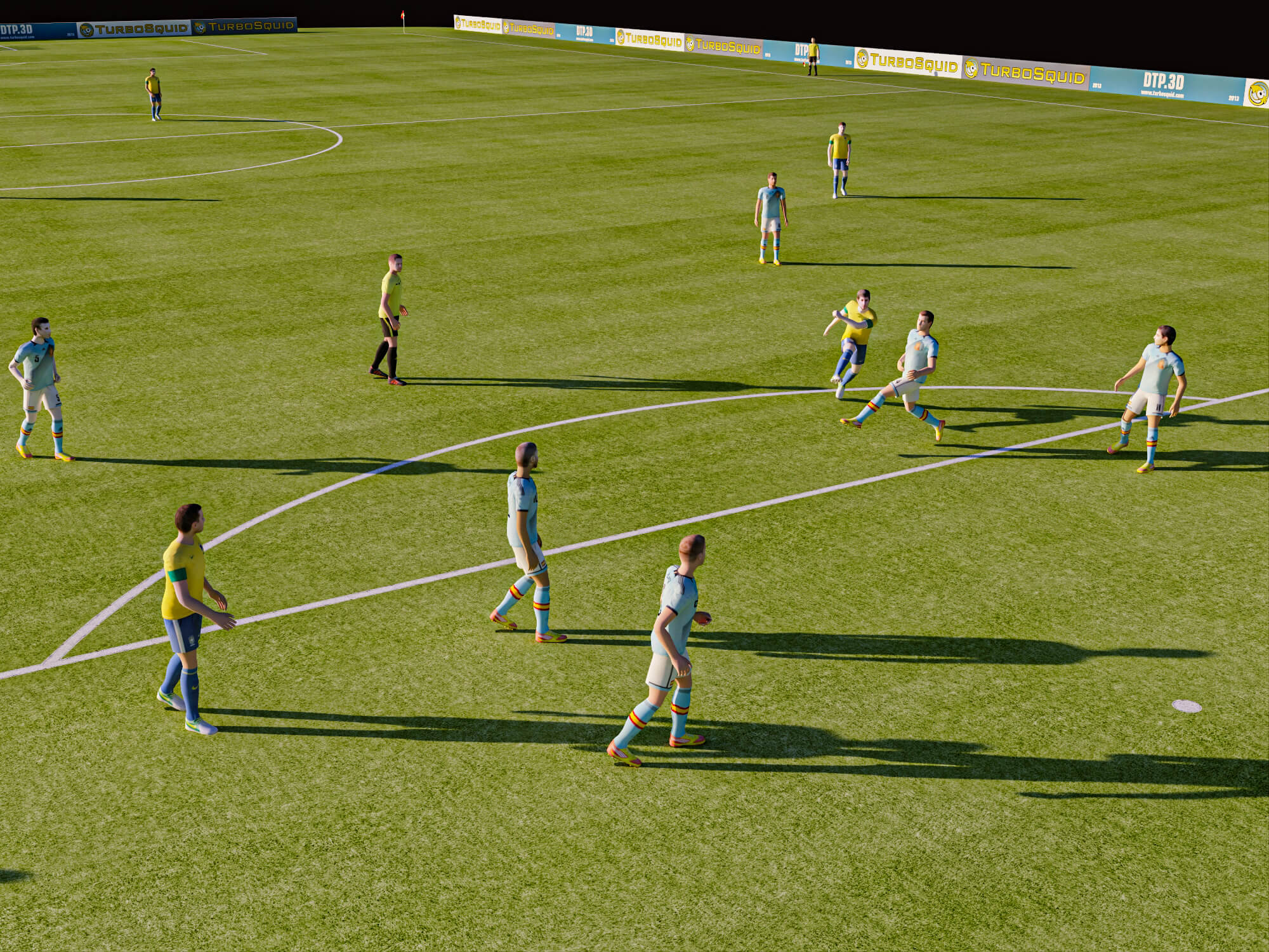 Soccer Field with Players Lowpoly 3D Model 3D Model