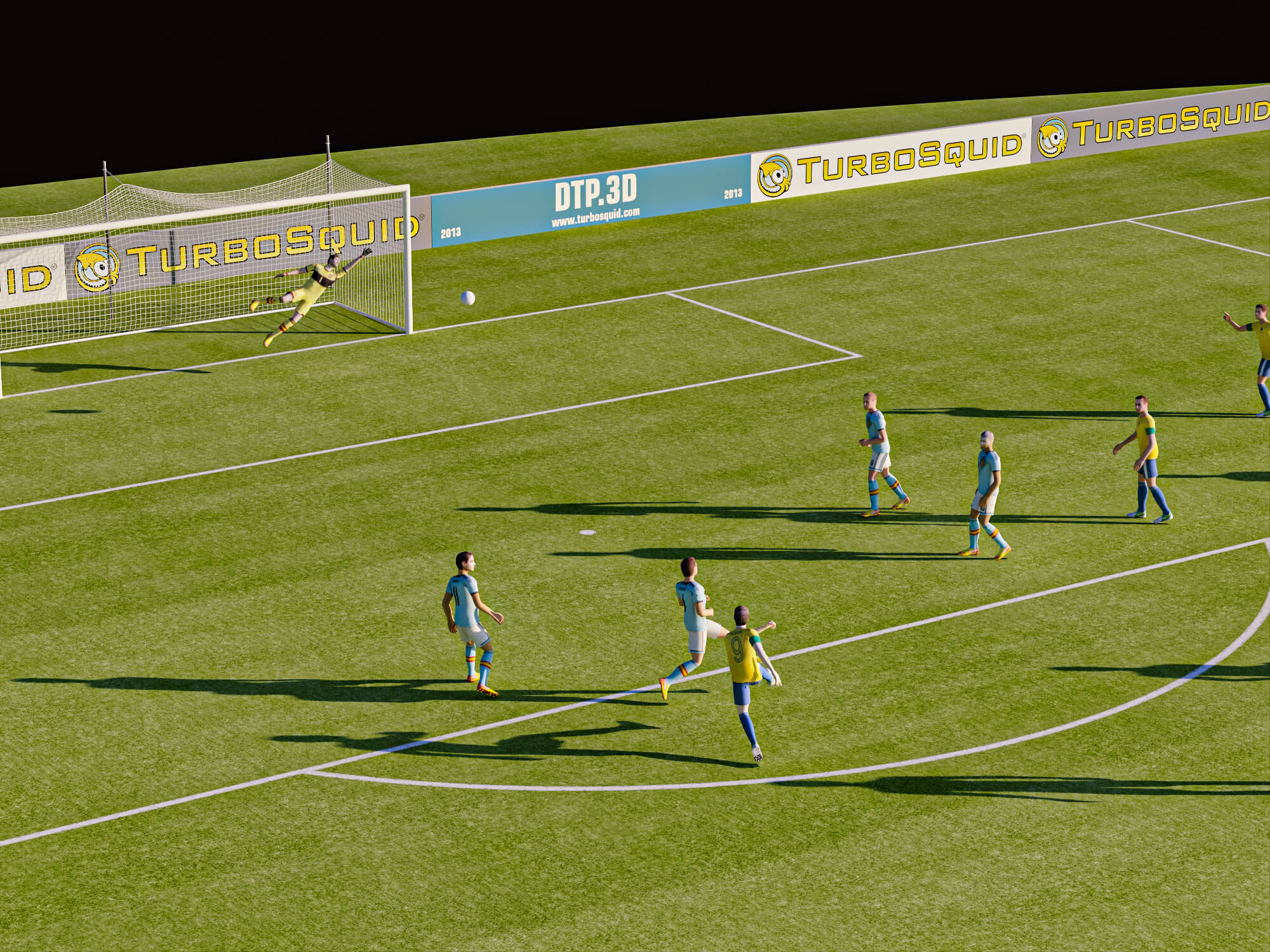 Soccer Field with Players Lowpoly 3D Model 3D Model