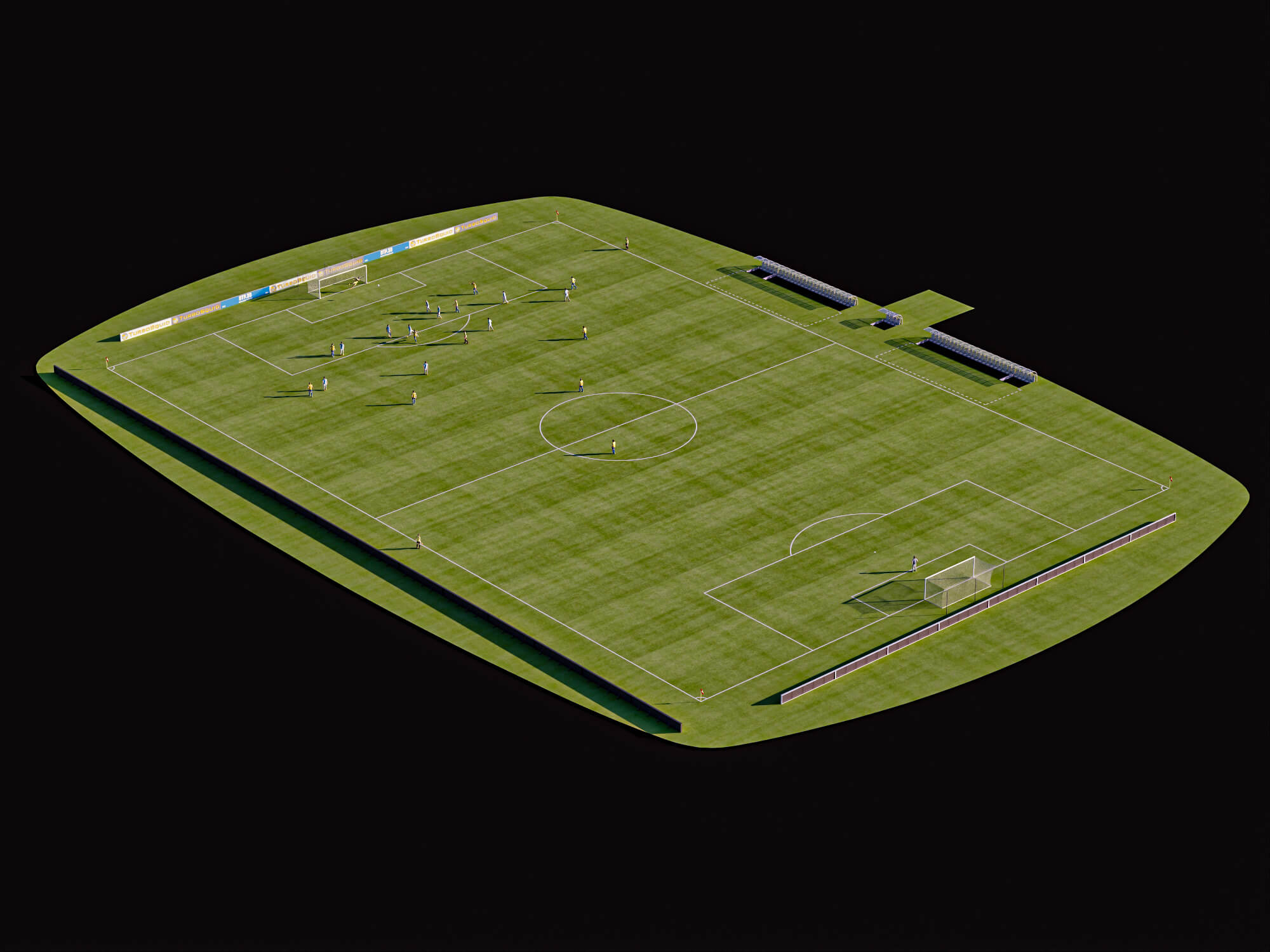 Soccer Field with Players Lowpoly 3D Model 3D Model