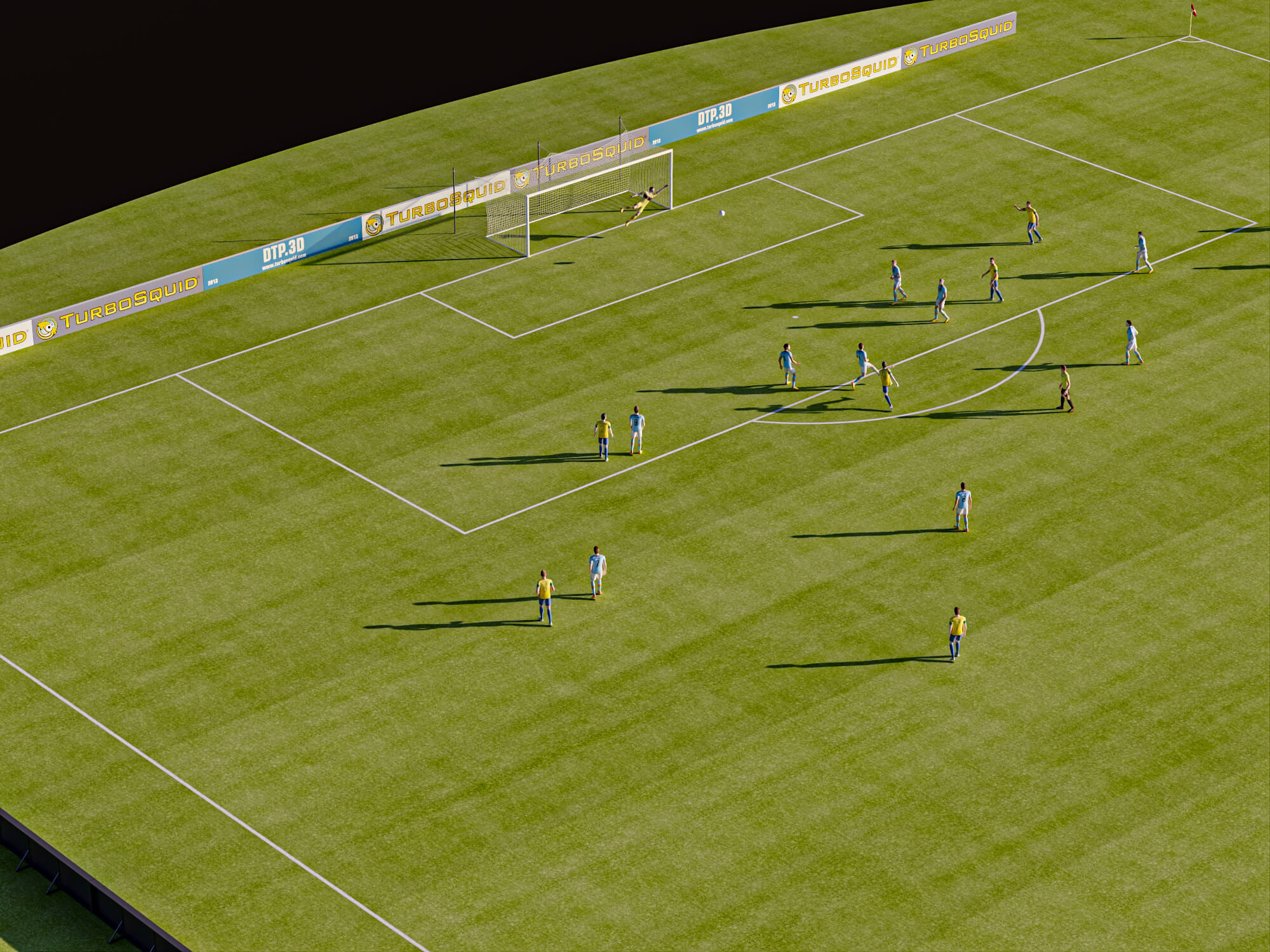 Soccer Field with Players Lowpoly 3D Model 3D Model