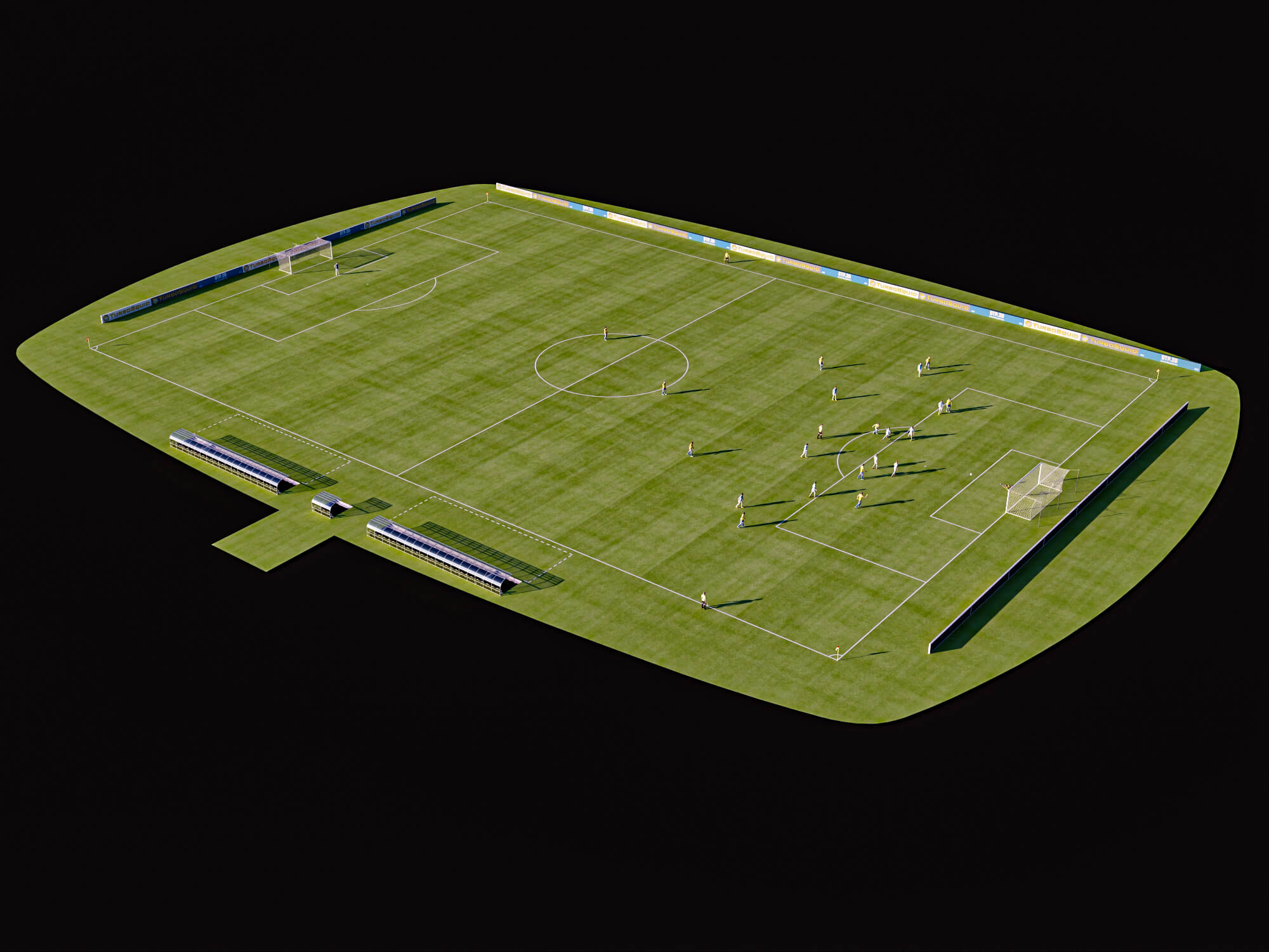 Soccer Field with Players Lowpoly 3D Model 3D Model