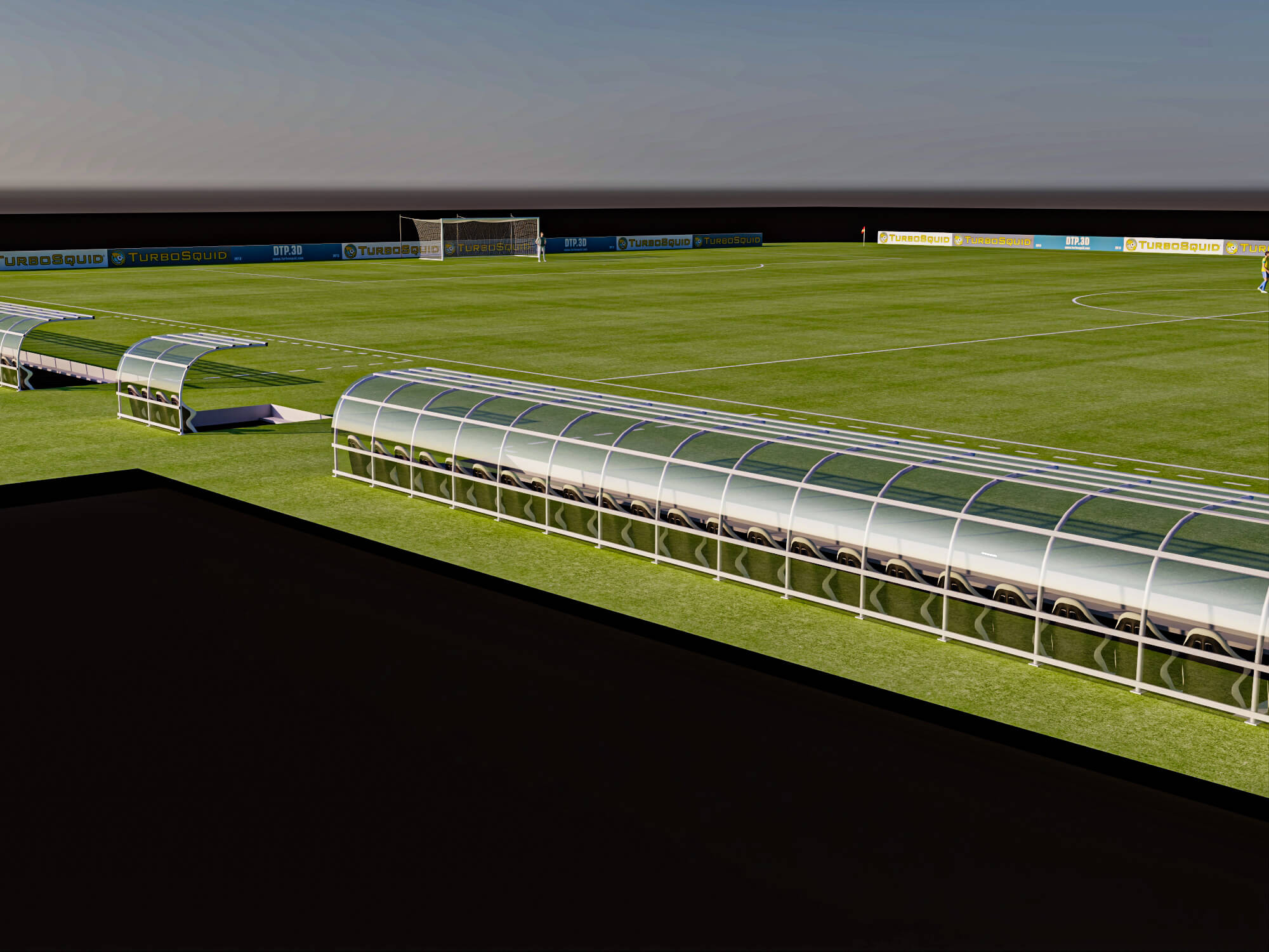 Soccer Field with Players Lowpoly 3D Model 3D Model