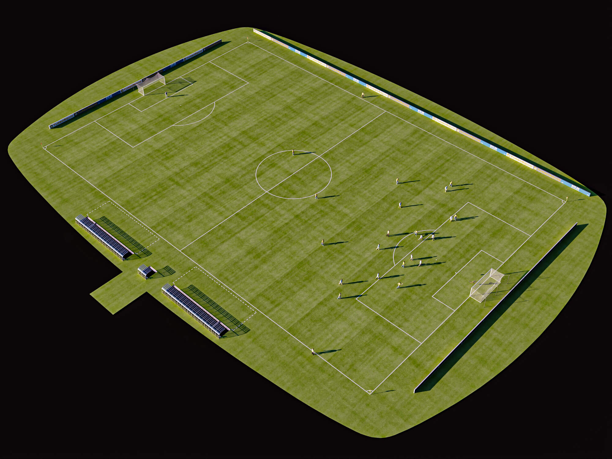 Soccer Field with Players Lowpoly 3D Model 3D Model