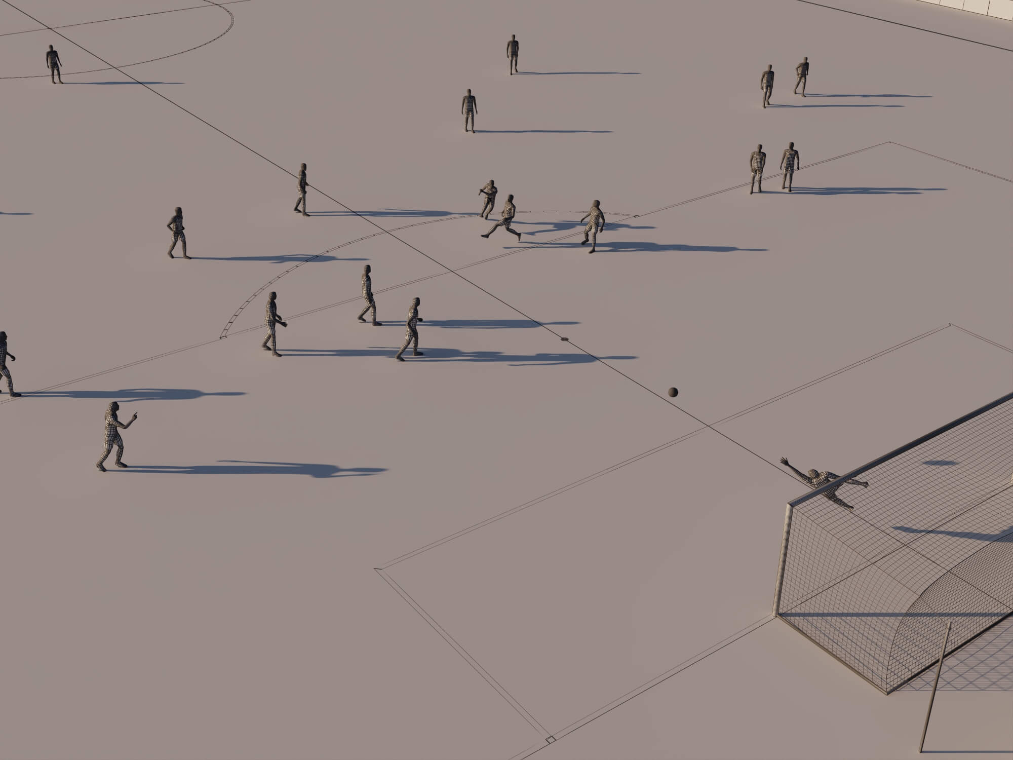 Soccer Field with Players Lowpoly 3D Model 3D Model