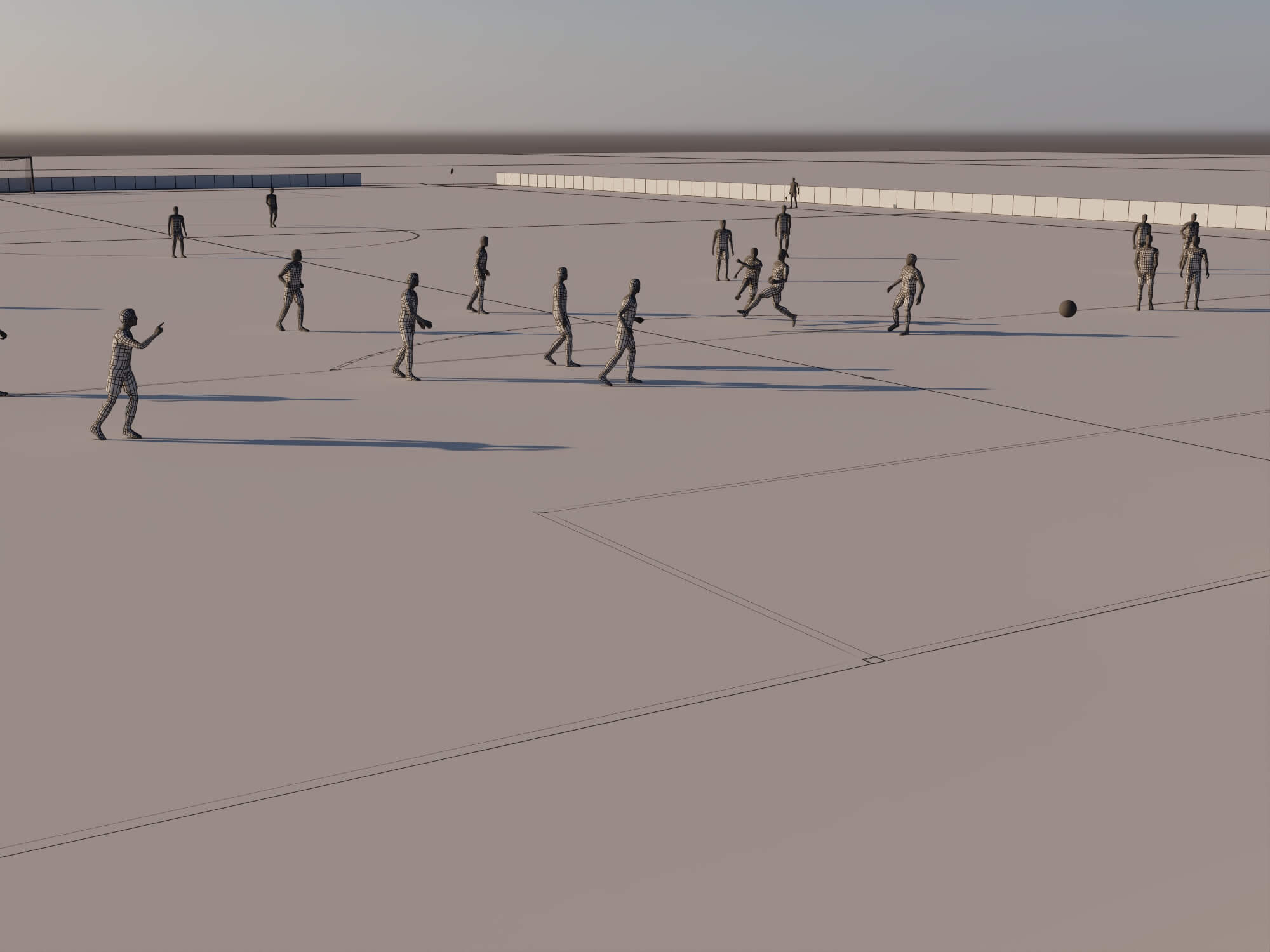 Soccer Field with Players Lowpoly 3D Model 3D Model
