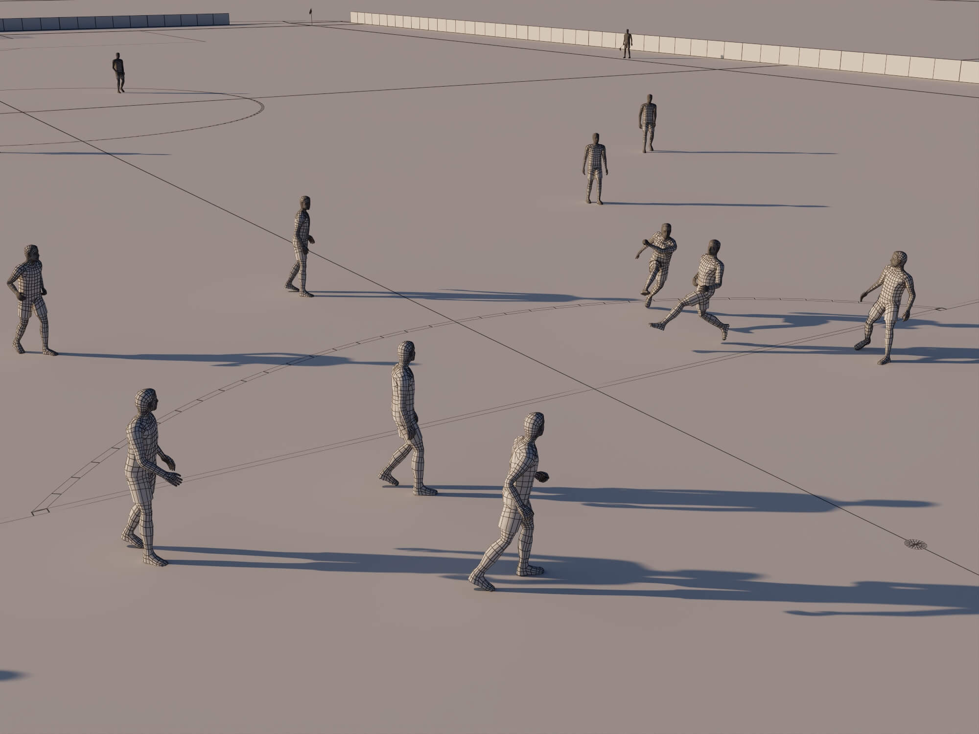 Soccer Field with Players Lowpoly 3D Model 3D Model