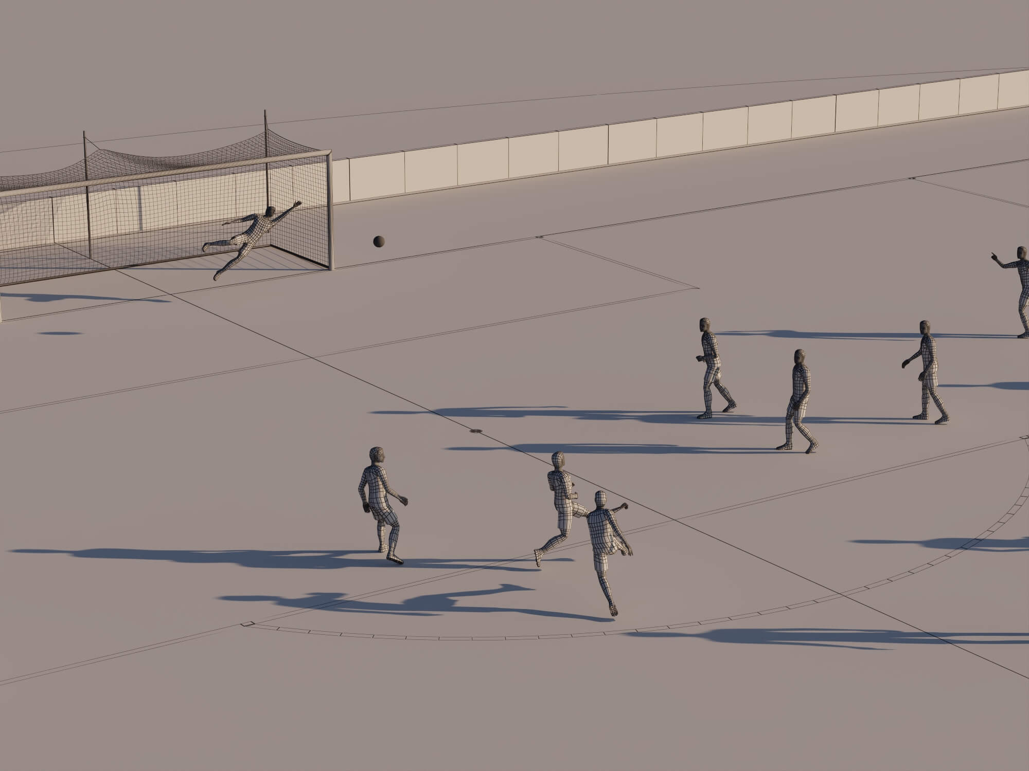 Soccer Field with Players Lowpoly 3D Model 3D Model