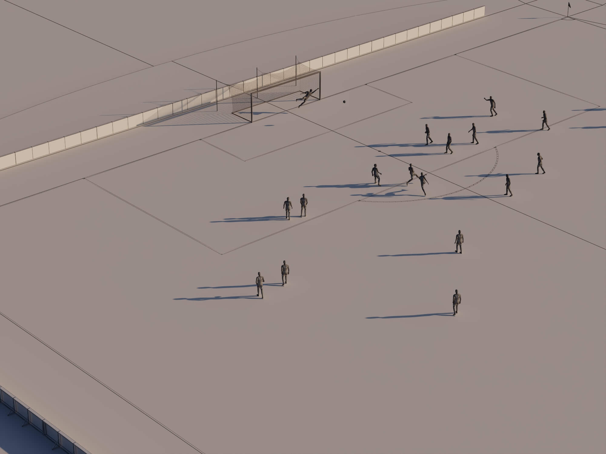 Soccer Field with Players Lowpoly 3D Model 3D Model