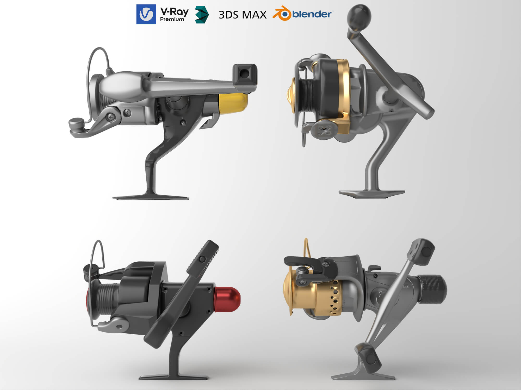 Spinning Fishing Reel Set 3D Model