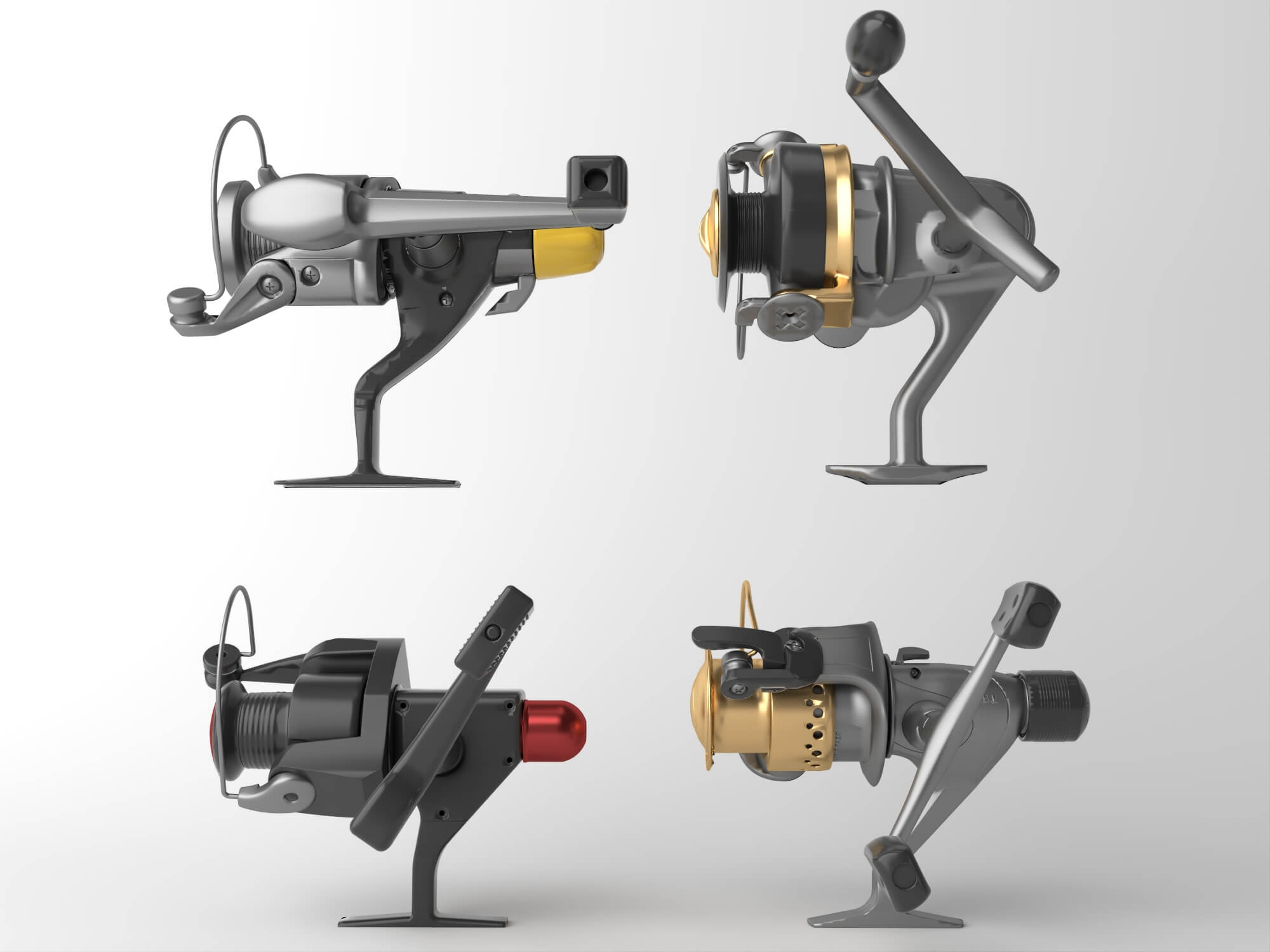 Spinning Fishing Reel Set 3D Model