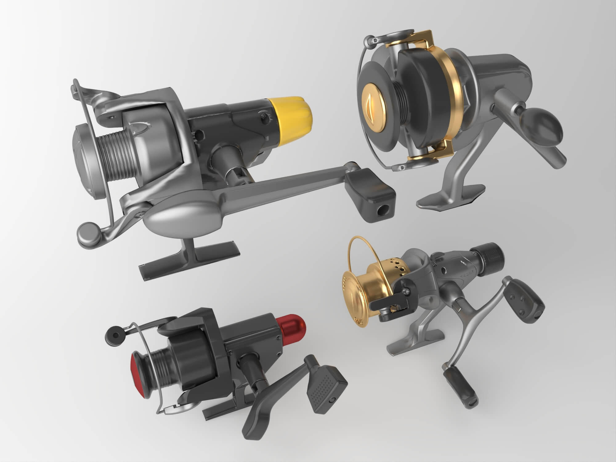 Spinning Fishing Reel Set 3D Model