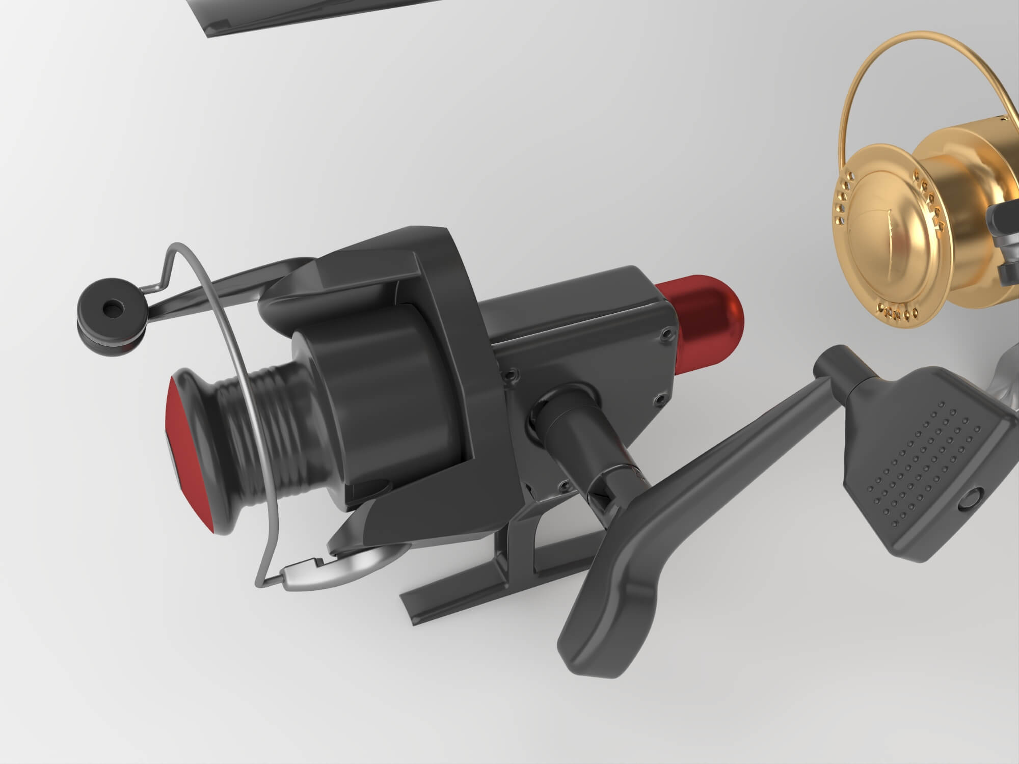 Spinning Fishing Reel Set 3D Model