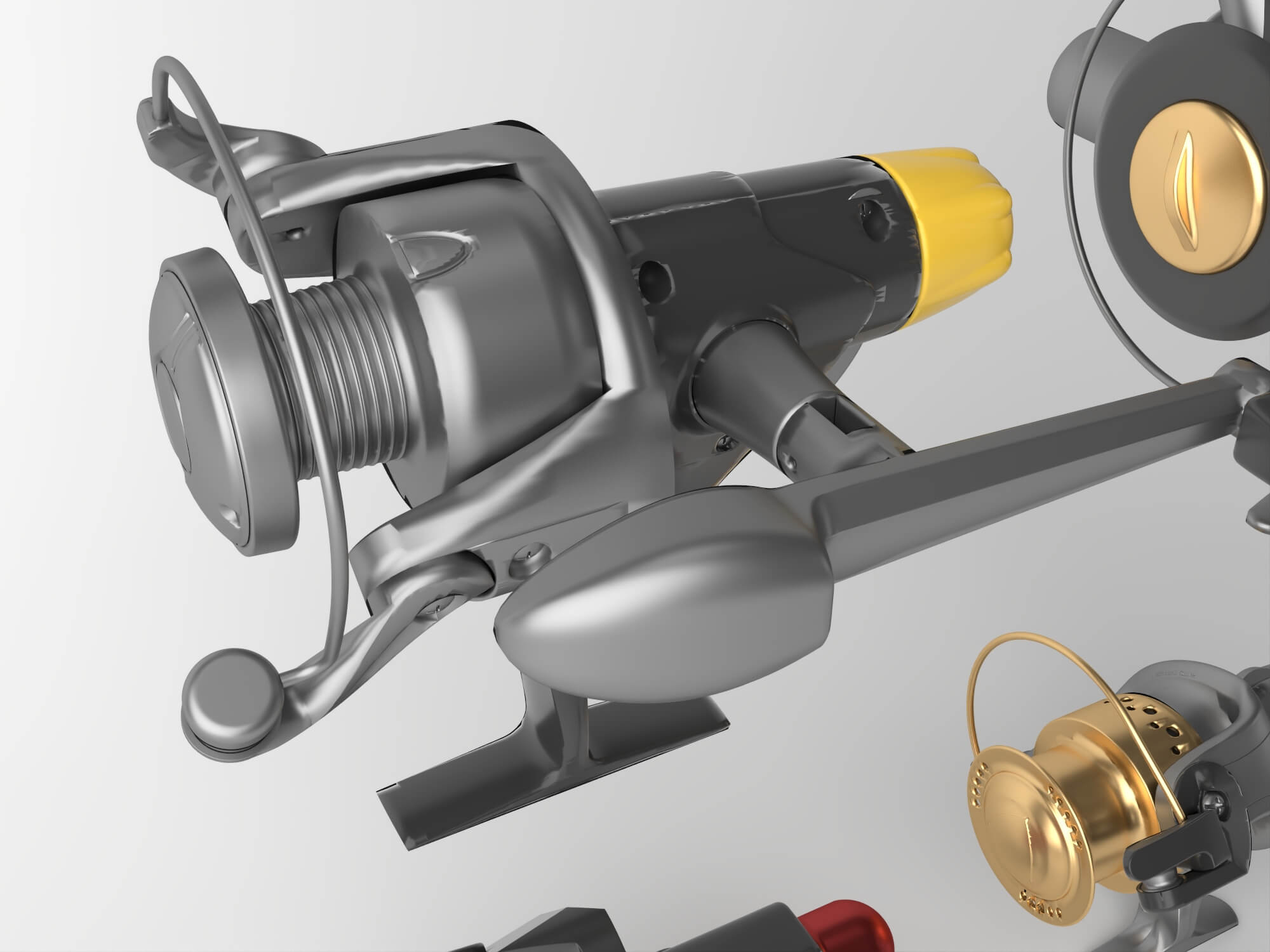 Spinning Fishing Reel Set 3D Model