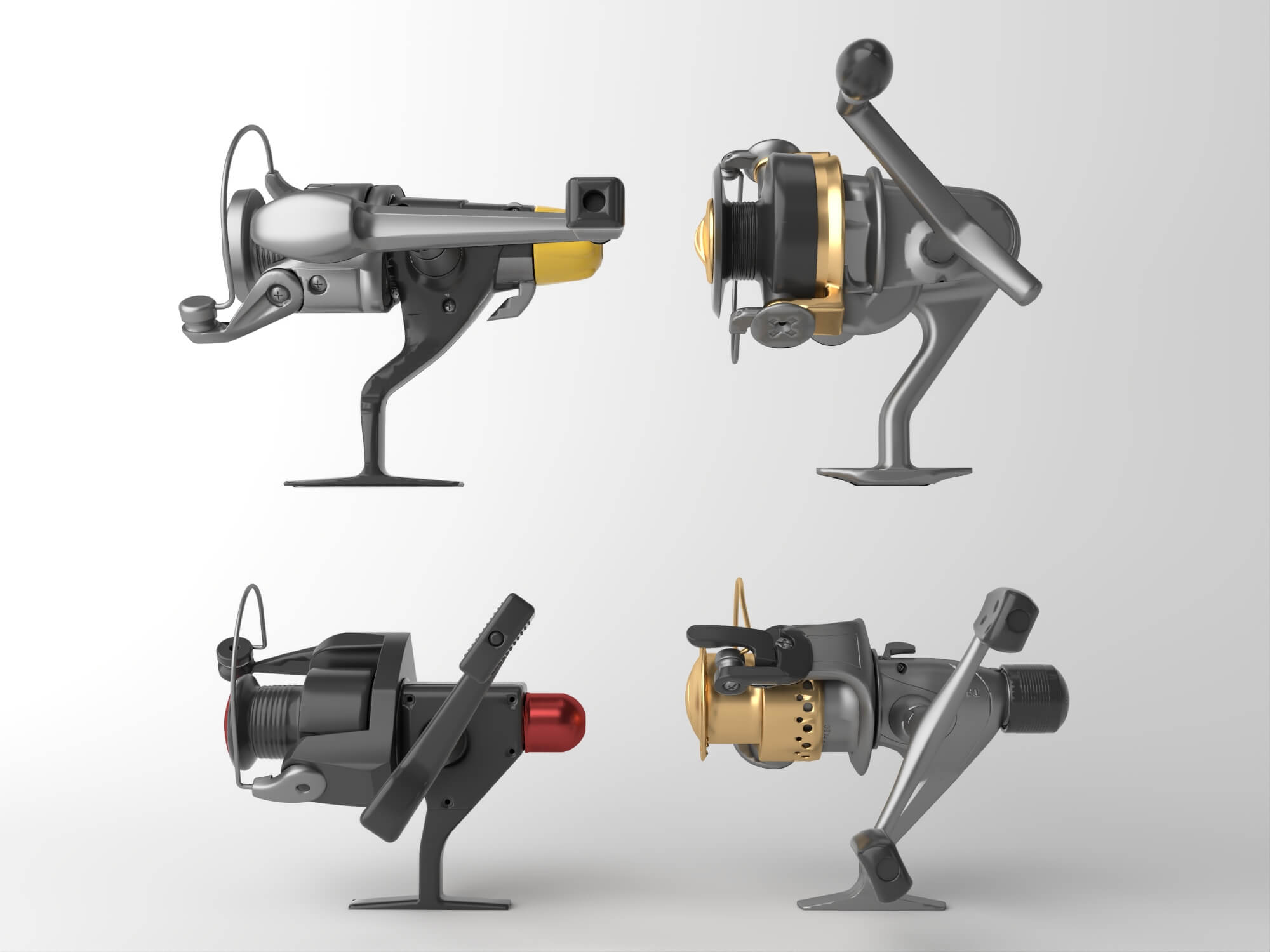 Spinning Fishing Reel Set 3D Model