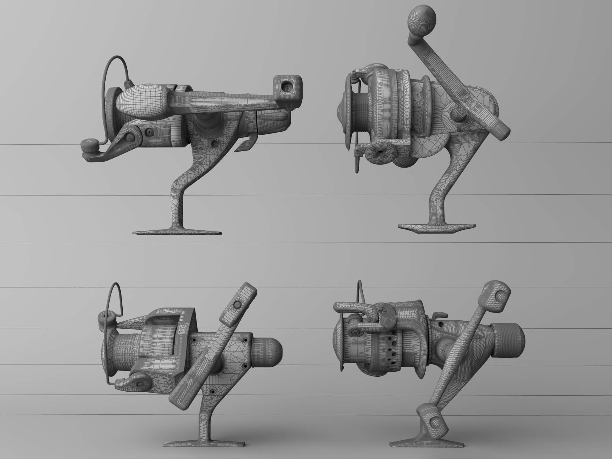 Spinning Fishing Reel Set 3D Model