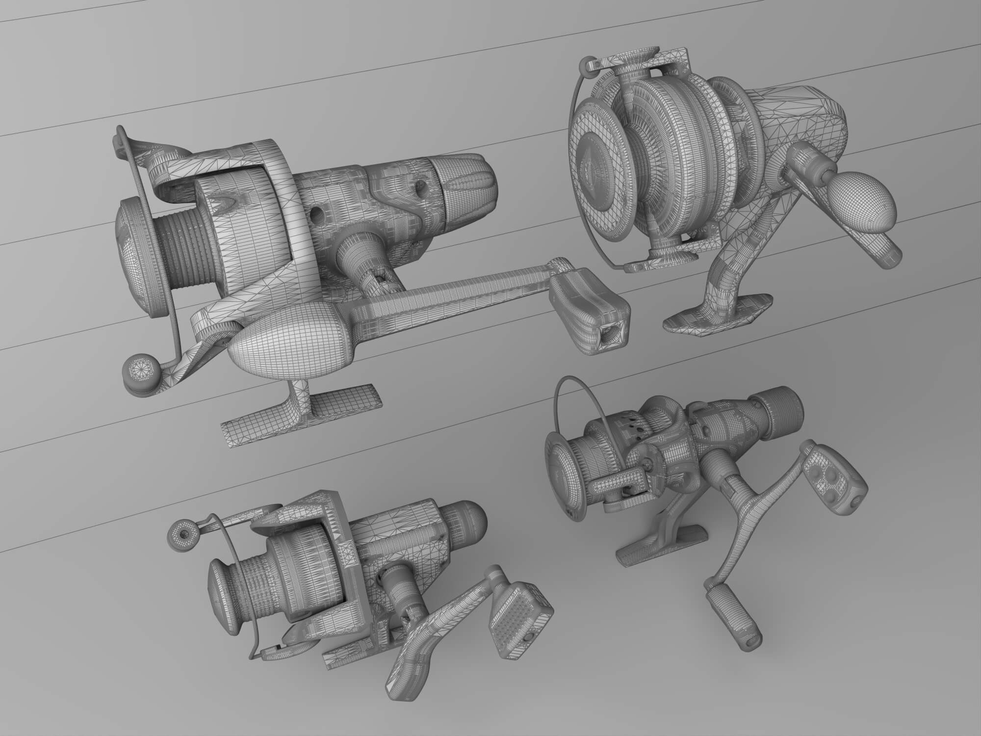Spinning Fishing Reel Set 3D Model