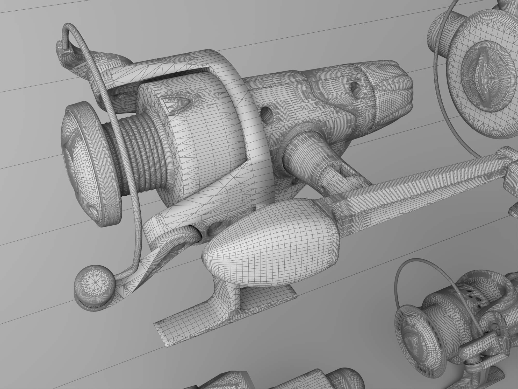 Spinning Fishing Reel Set 3D Model