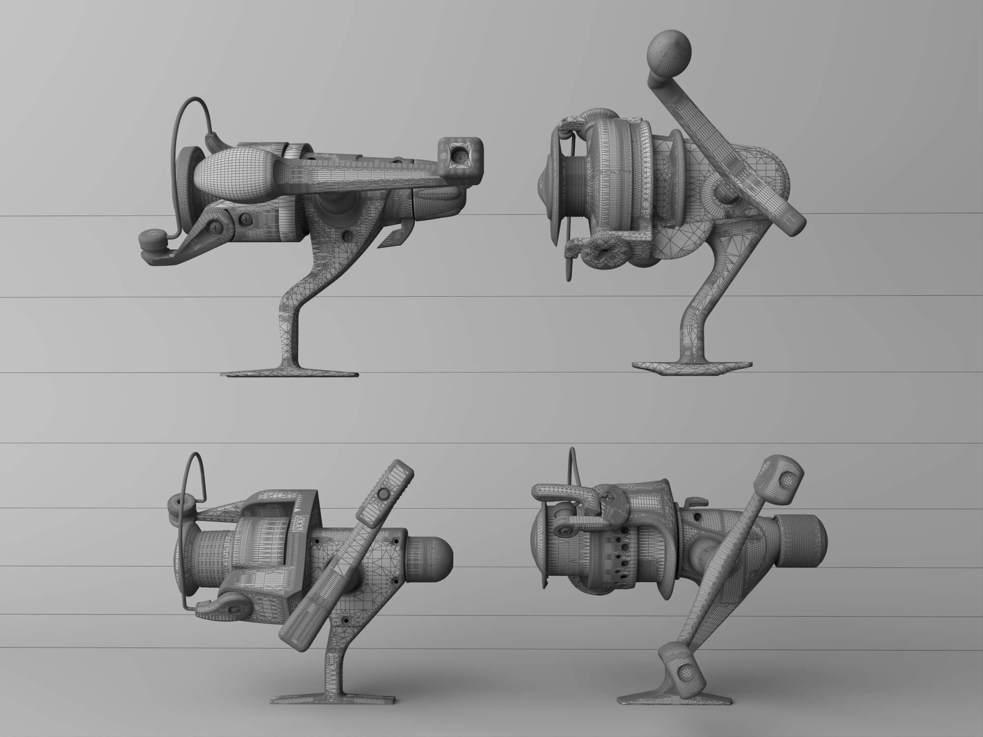 Spinning Fishing Reel Set 3D Model