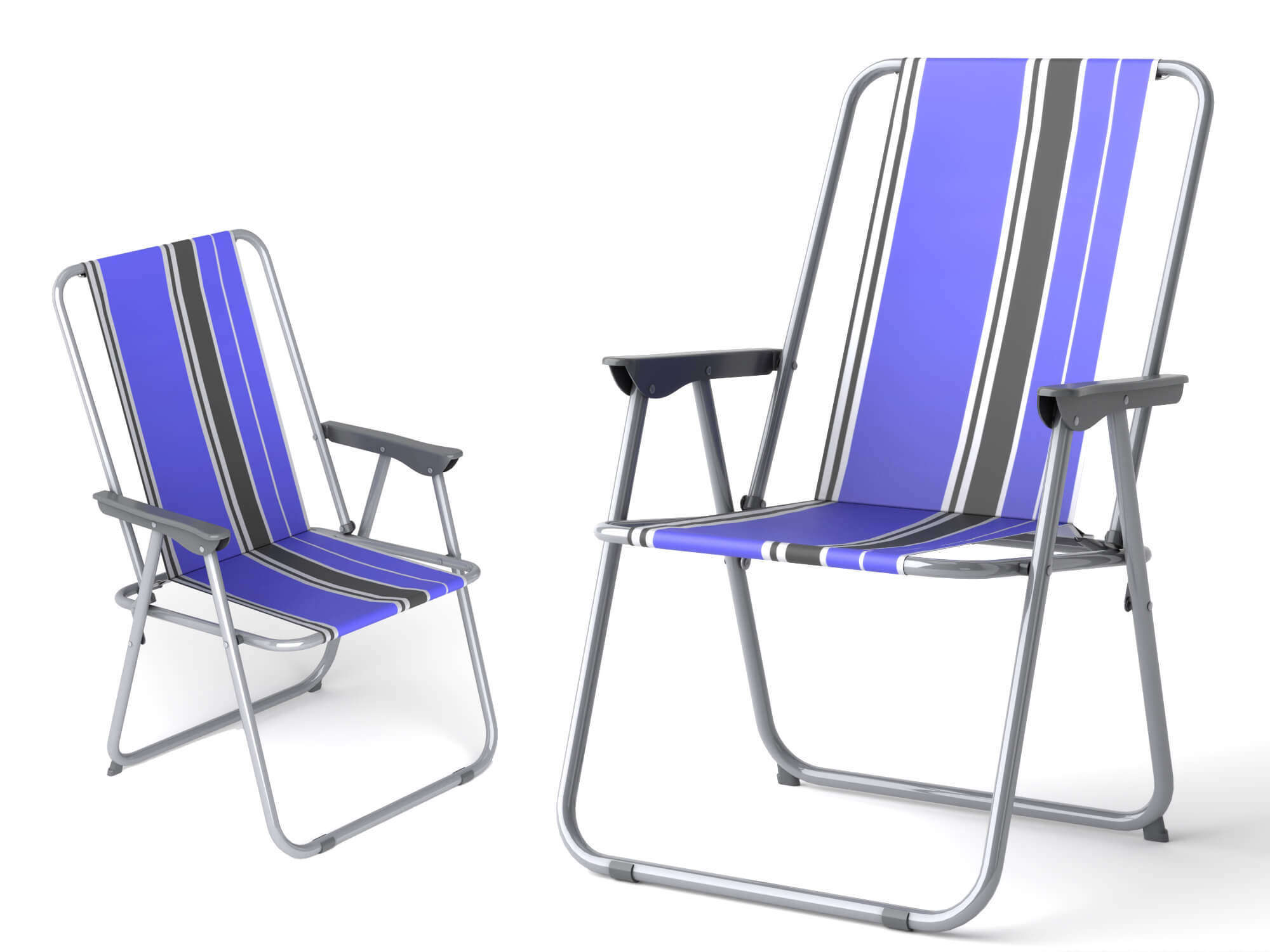 Striped Folding Beach Chair 3d Model 3D Model