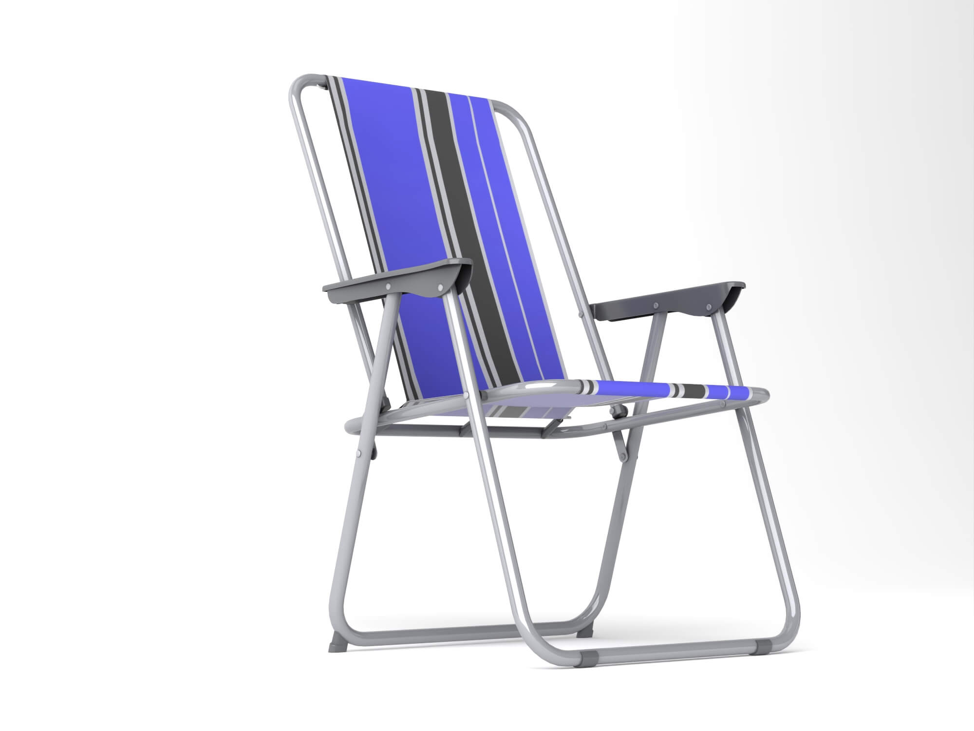 Striped Folding Beach Chair 3d Model 3D Model