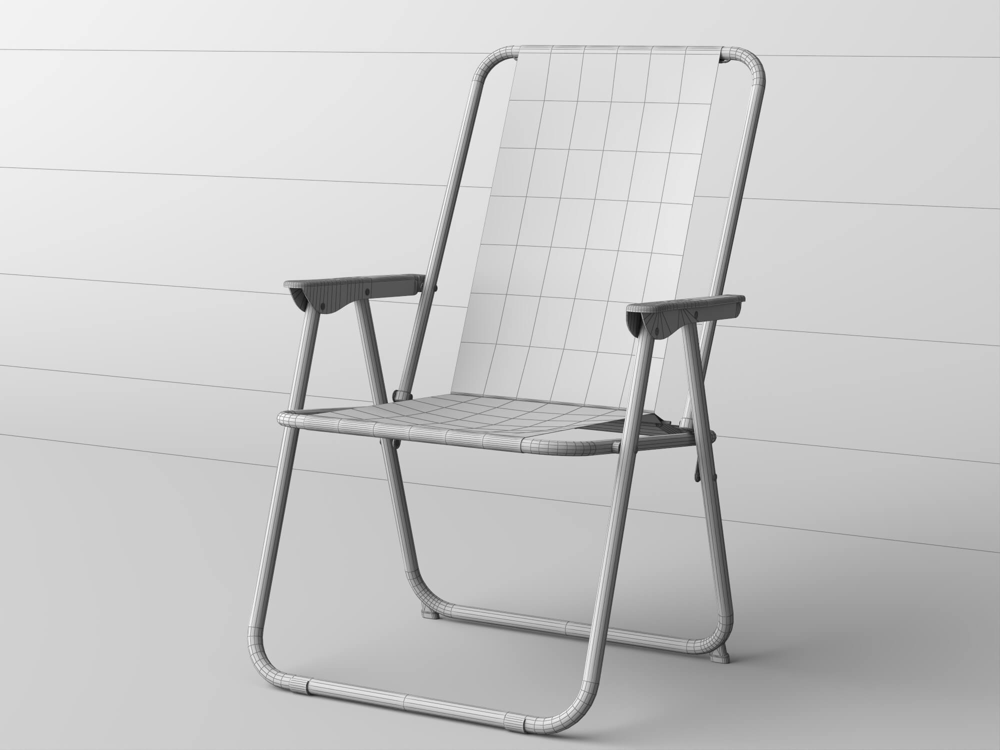 Striped Folding Beach Chair 3d Model 3D Model