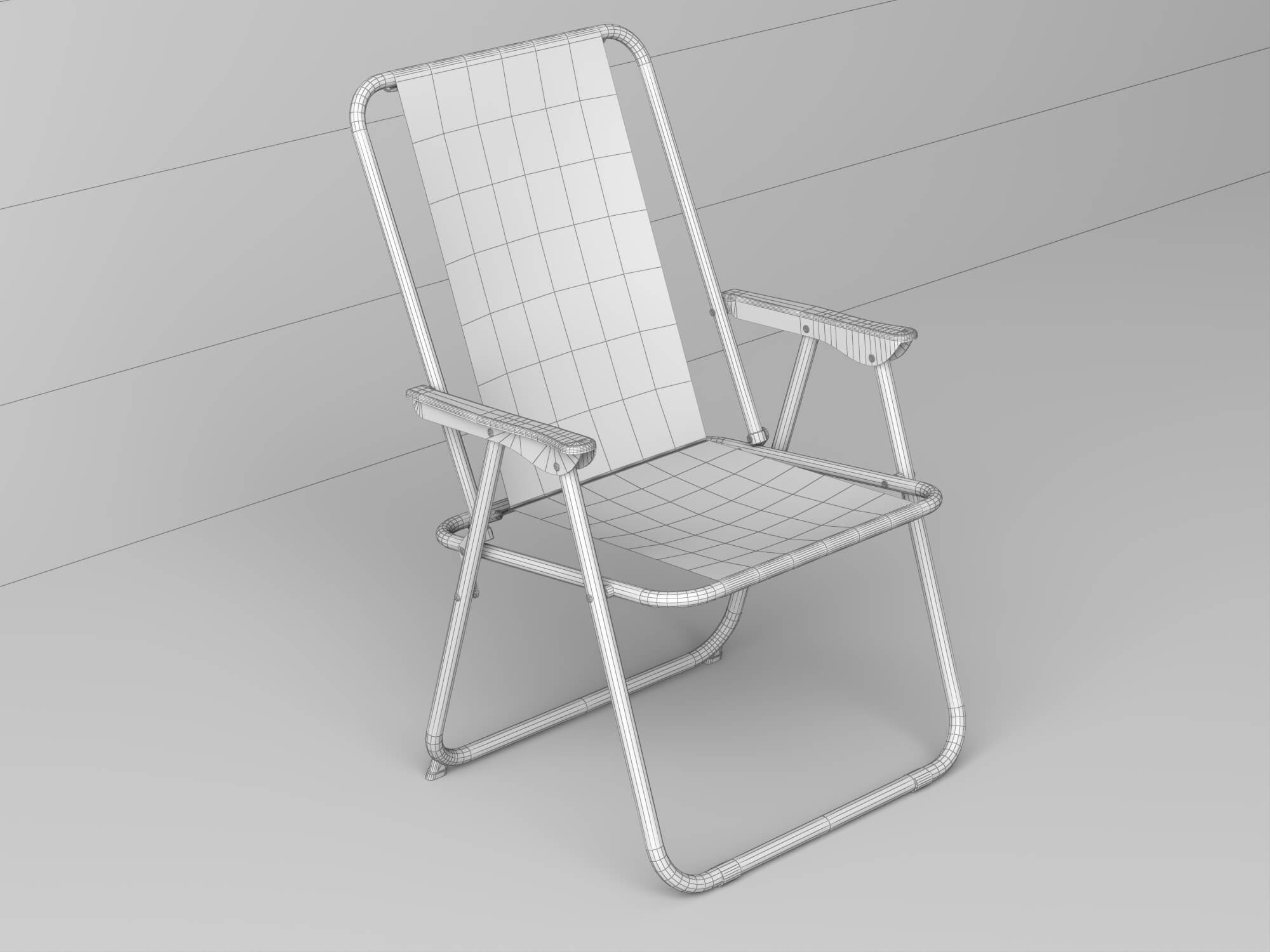 Striped Folding Beach Chair 3d Model 3D Model