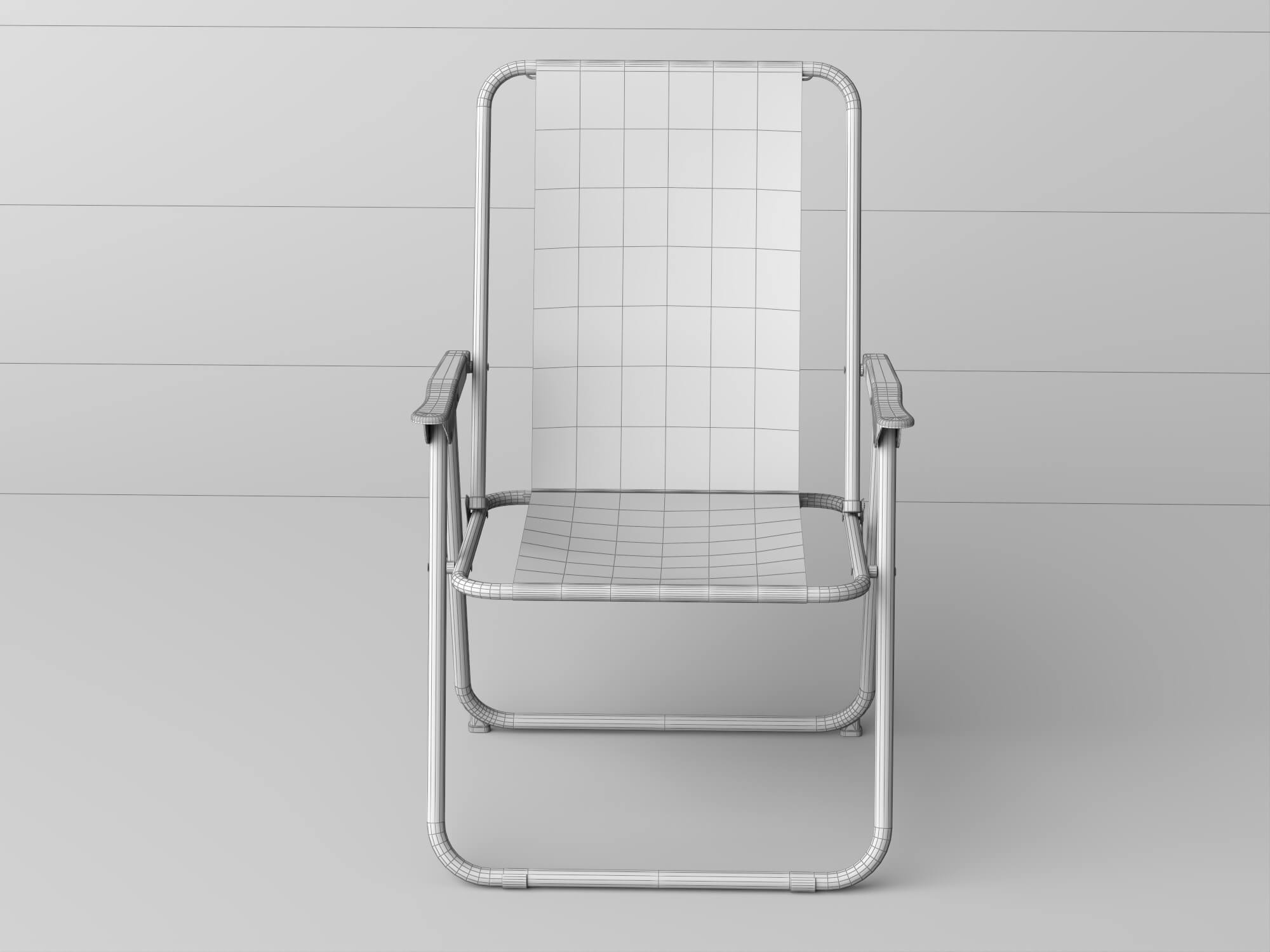 Striped Folding Beach Chair 3d Model 3D Model