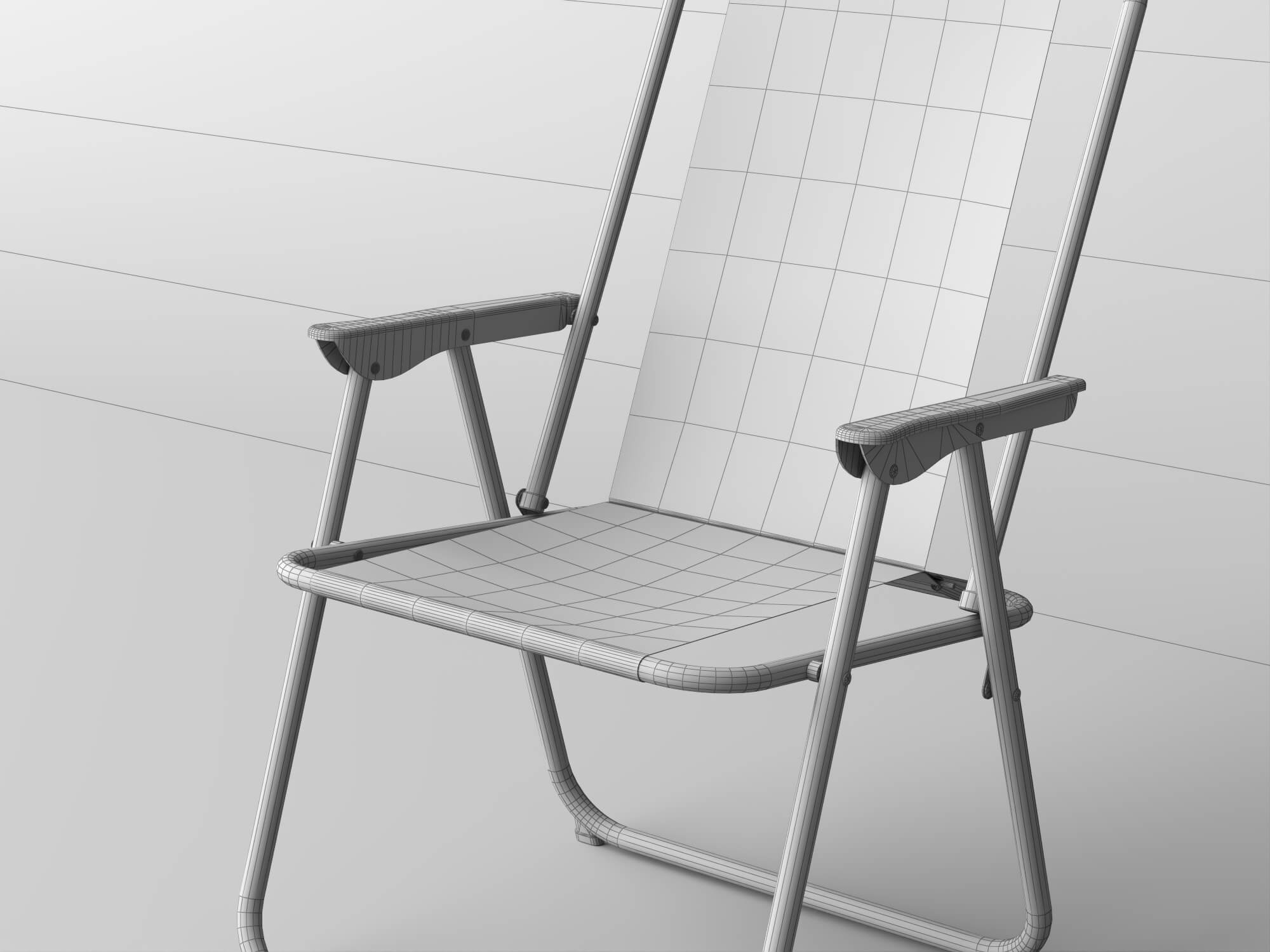 Striped Folding Beach Chair 3d Model 3D Model
