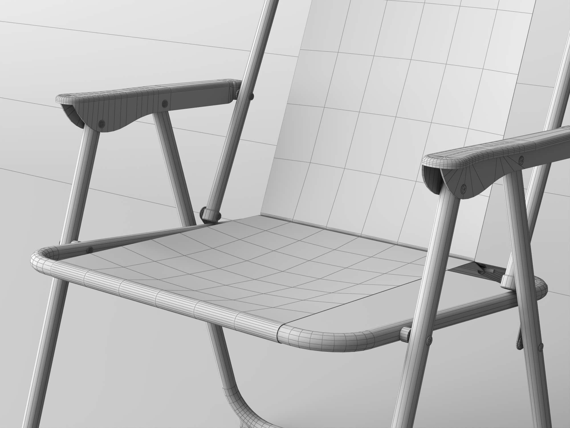 Striped Folding Beach Chair 3d Model 3D Model