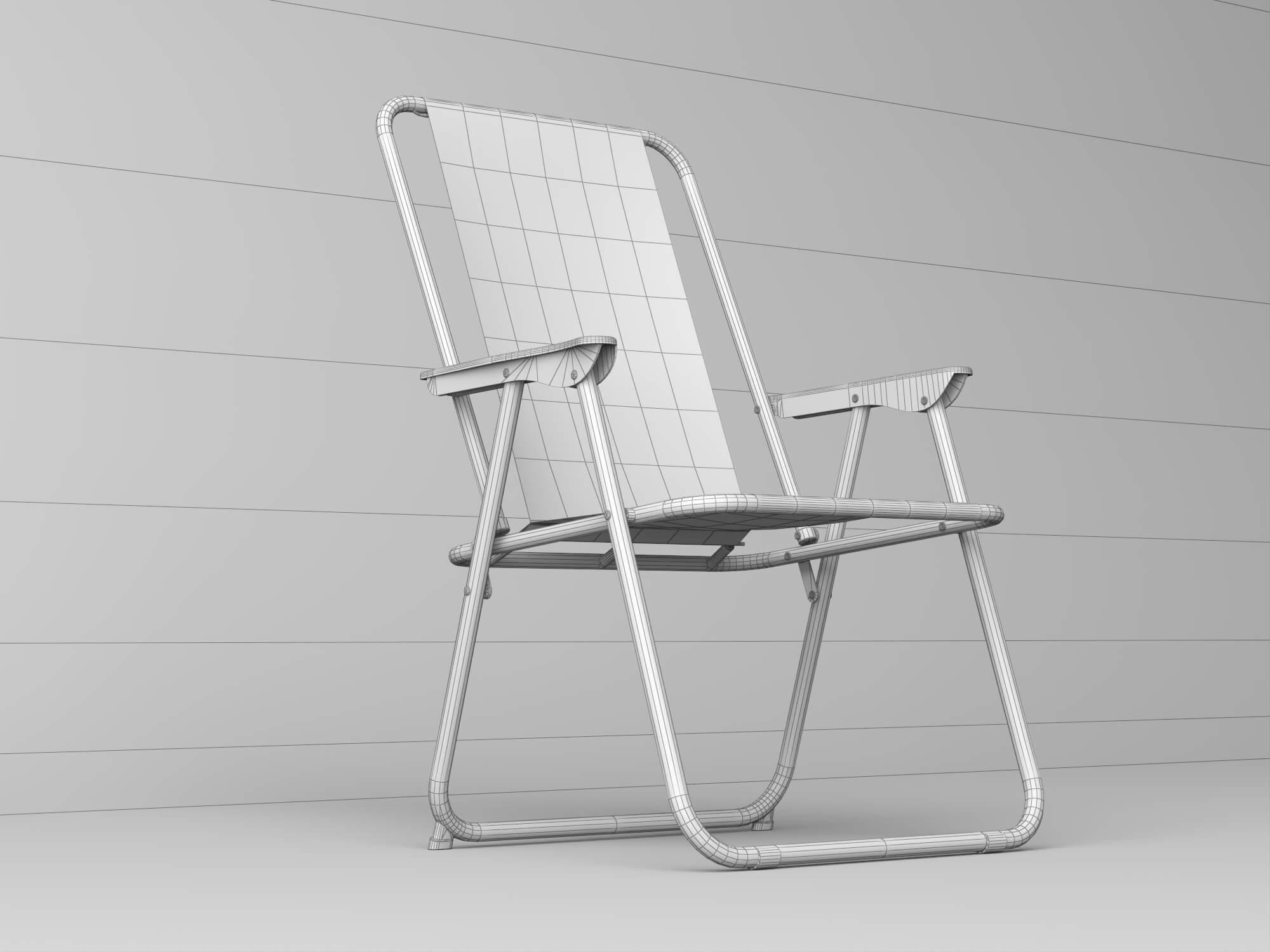 Striped Folding Beach Chair 3d Model 3D Model