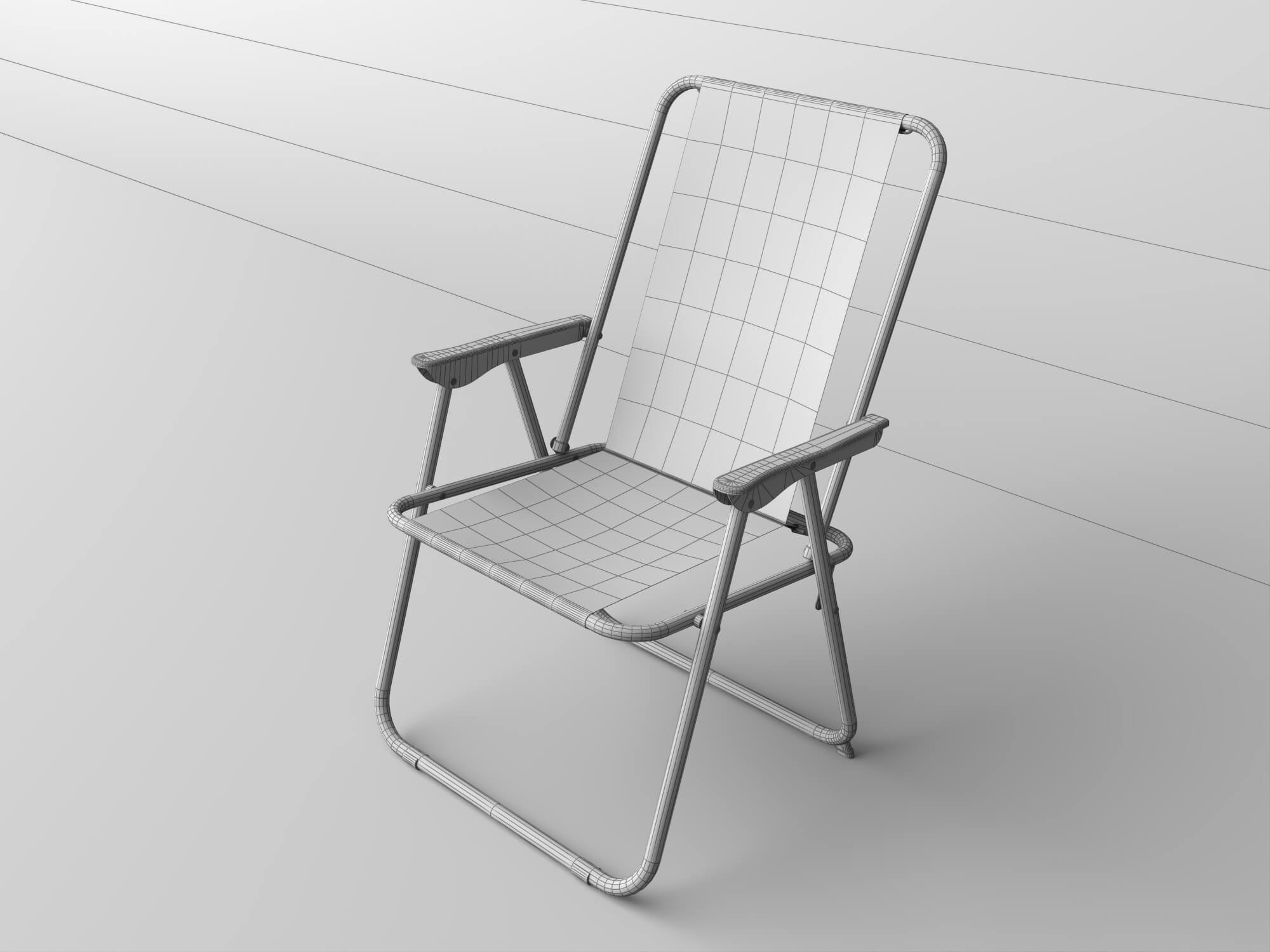 Striped Folding Beach Chair 3d Model 3D Model