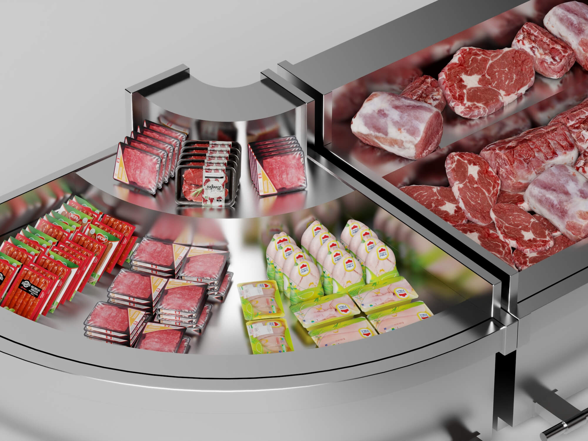 Supermarket Refrigerated Display Counters 3D Model