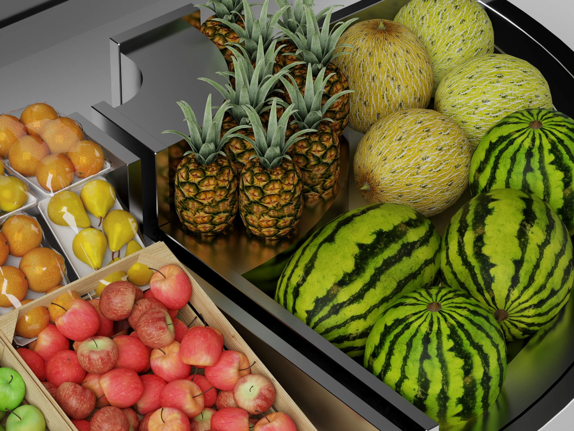 Supermarket Refrigerated Display Counters 3D Model