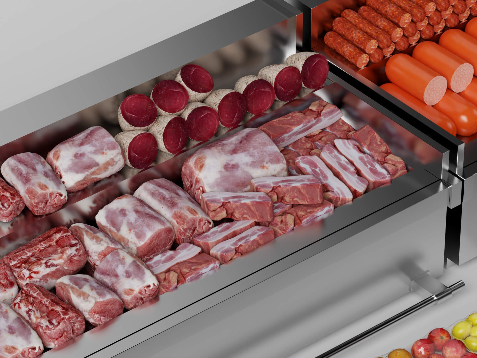 Supermarket Refrigerated Display Counters 3D Model