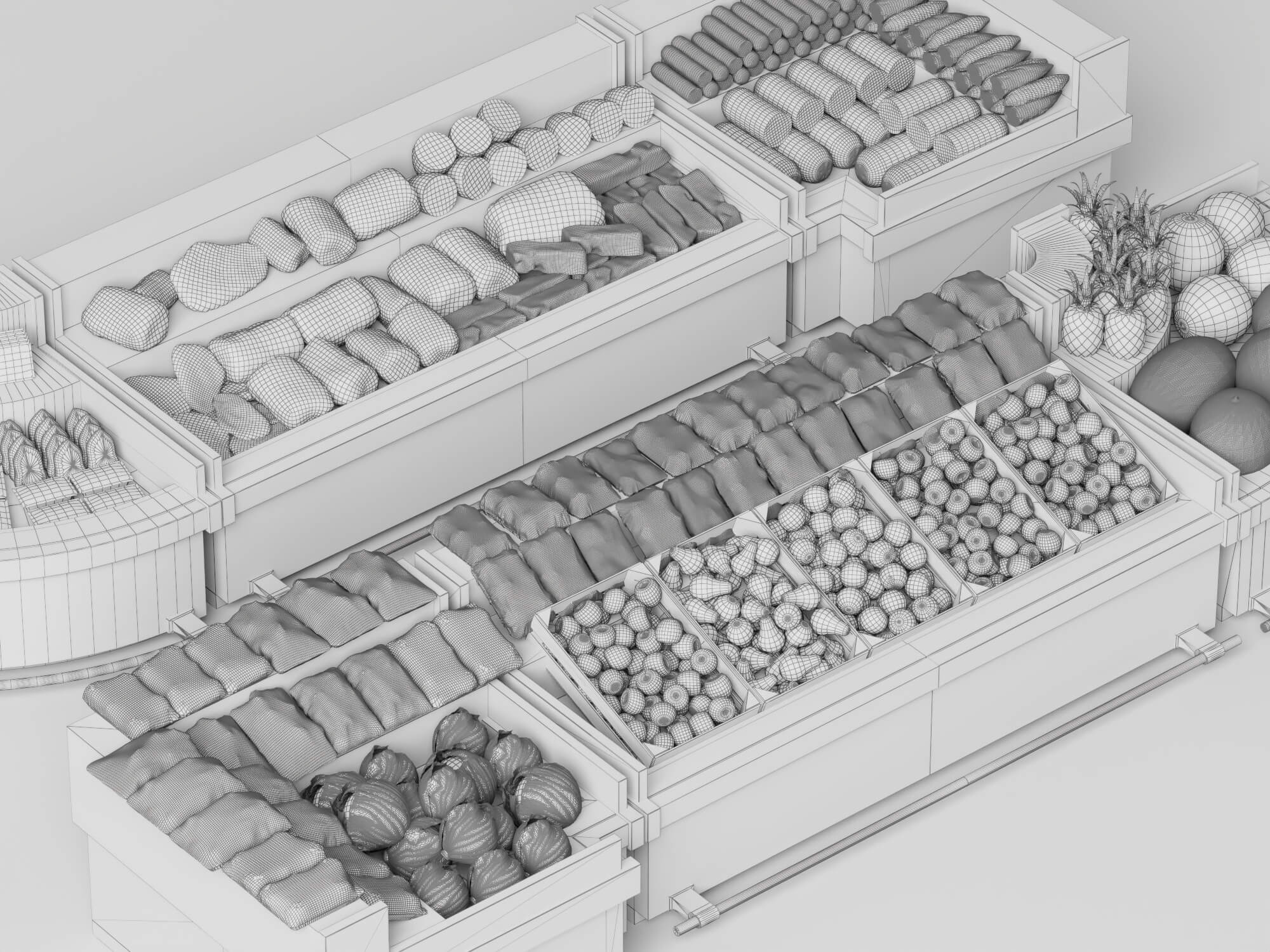 Supermarket Refrigerated Display Counters 3D Model