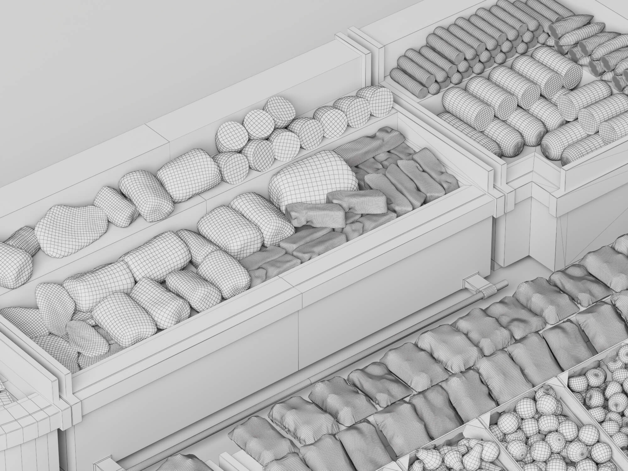 Supermarket Refrigerated Display Counters 3D Model