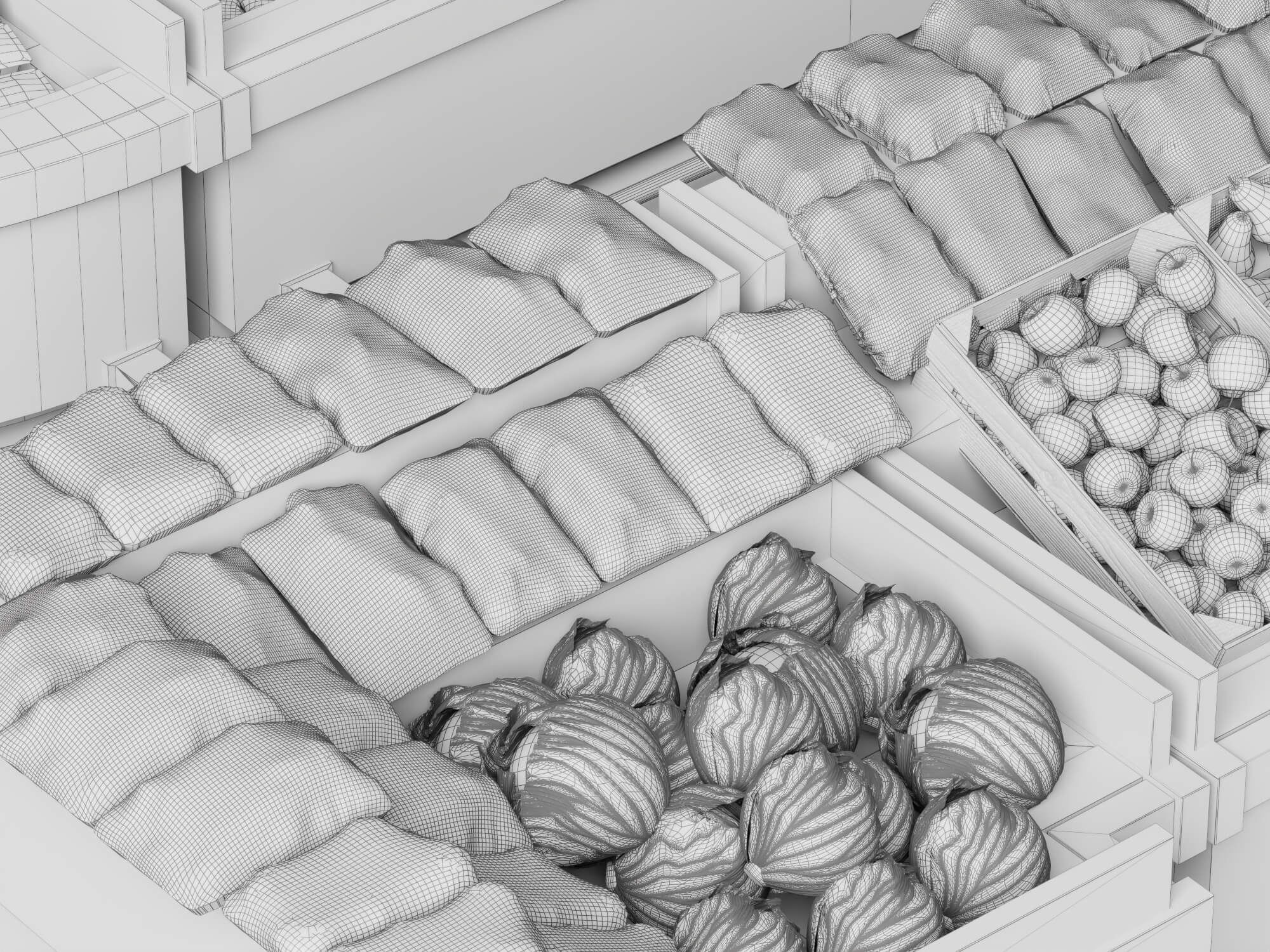 Supermarket Refrigerated Display Counters 3D Model