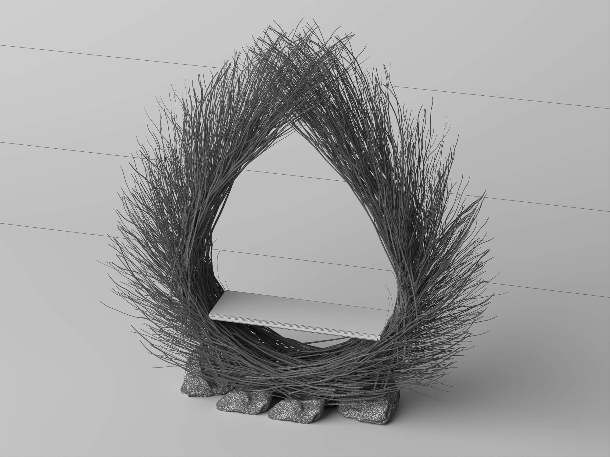Twig Teardrop Photo Booth Arch Lowpoly 3D Model 3D Model