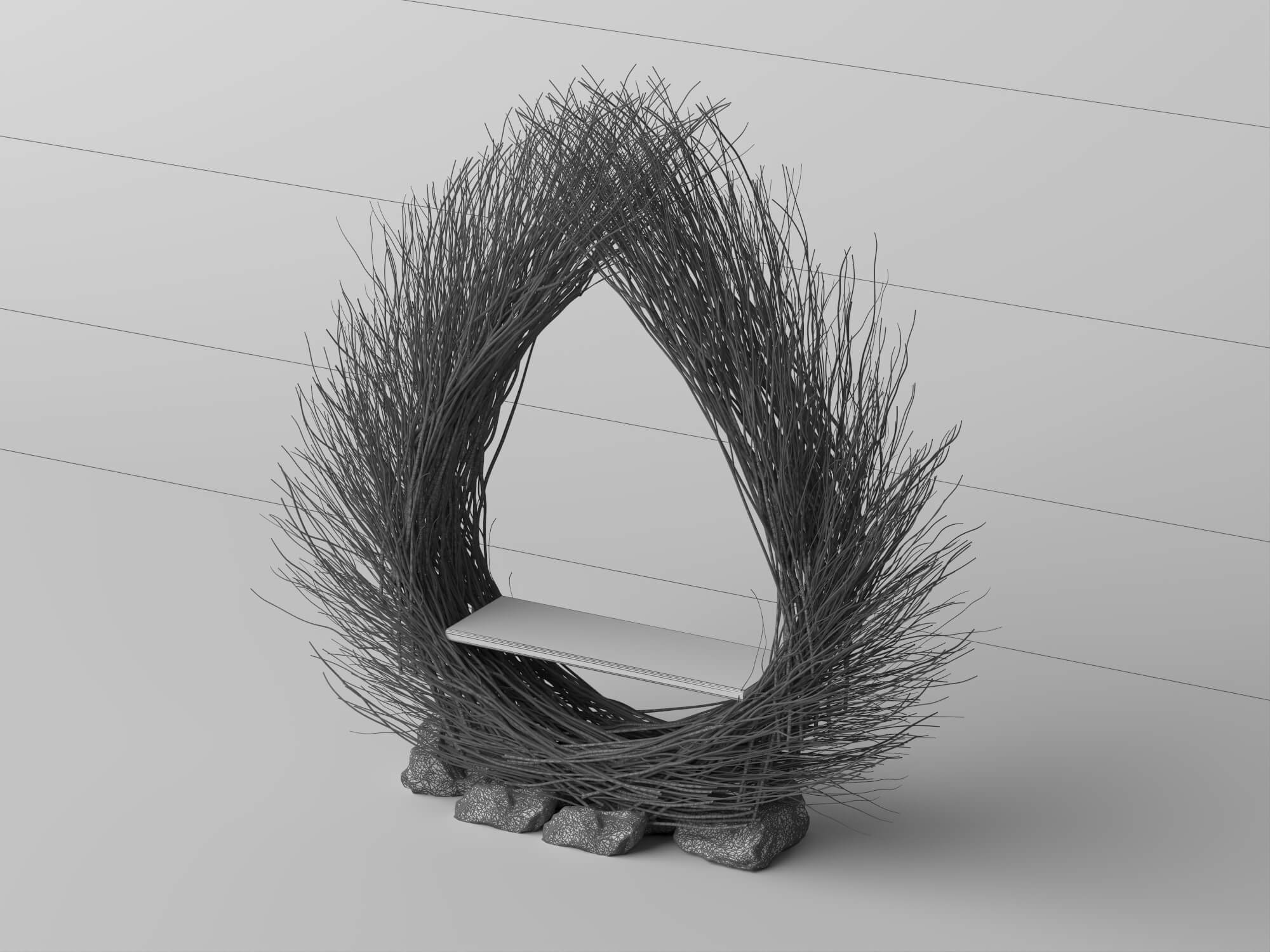 Twig Teardrop Photo Booth Arch Lowpoly 3D Model 3D Model