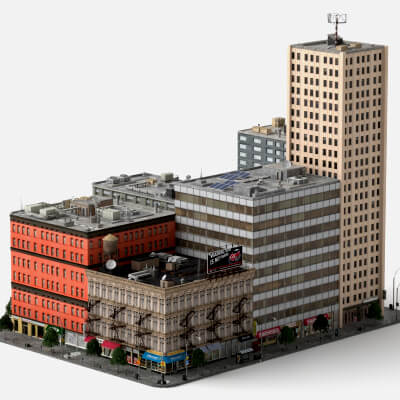 Urban City Block Building Scene Pack
